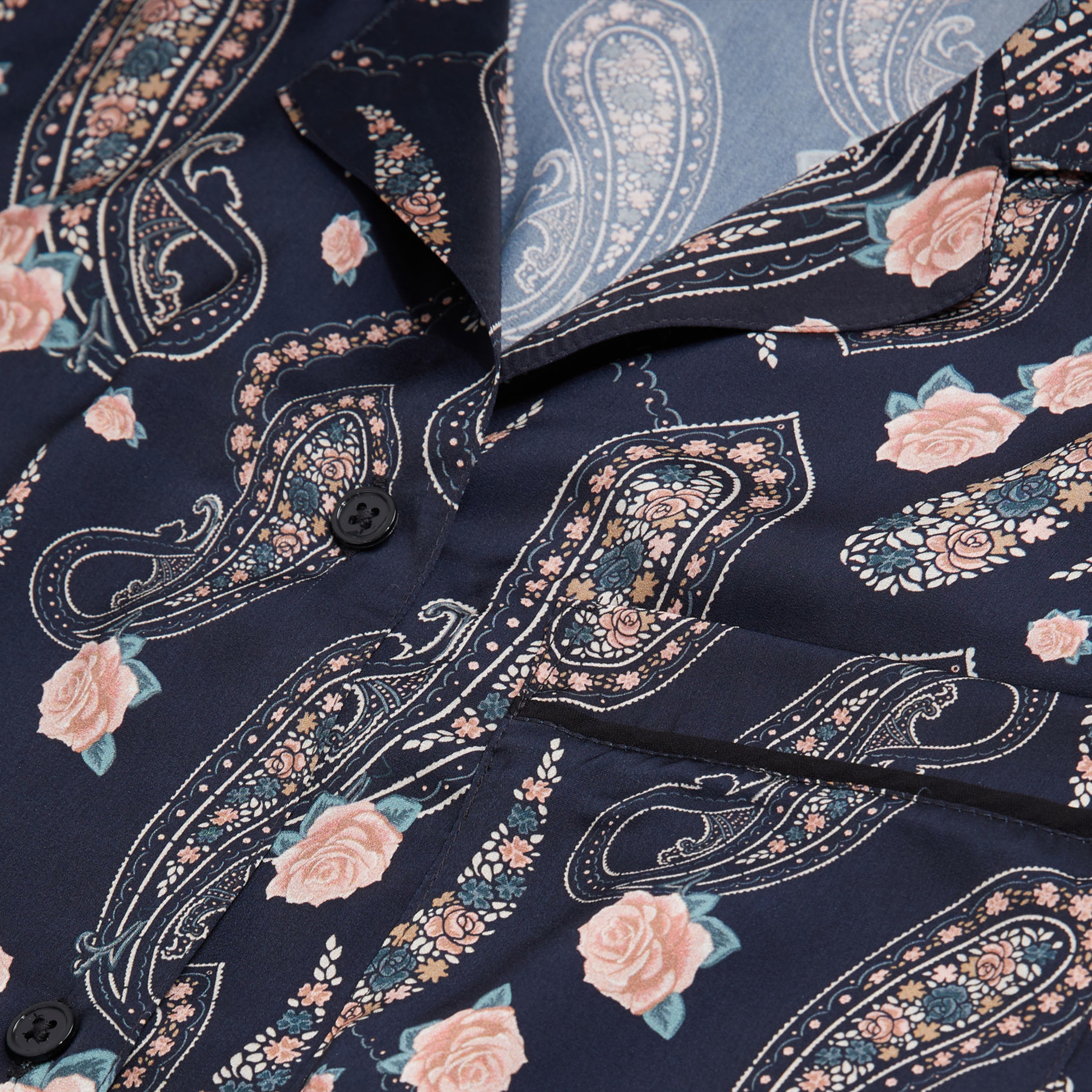 KADIN ÇİÇEK DESENLİ SİYAH GÖMLEK