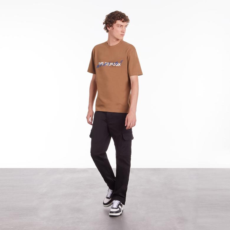 ERKEK BİSİKLET YAKA KISA KOLLU KAHVERENGİ T-SHIRT