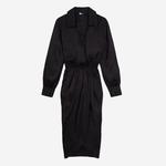 KADIN V YAKA UZUN KOLLU SİYAH ELBİSE