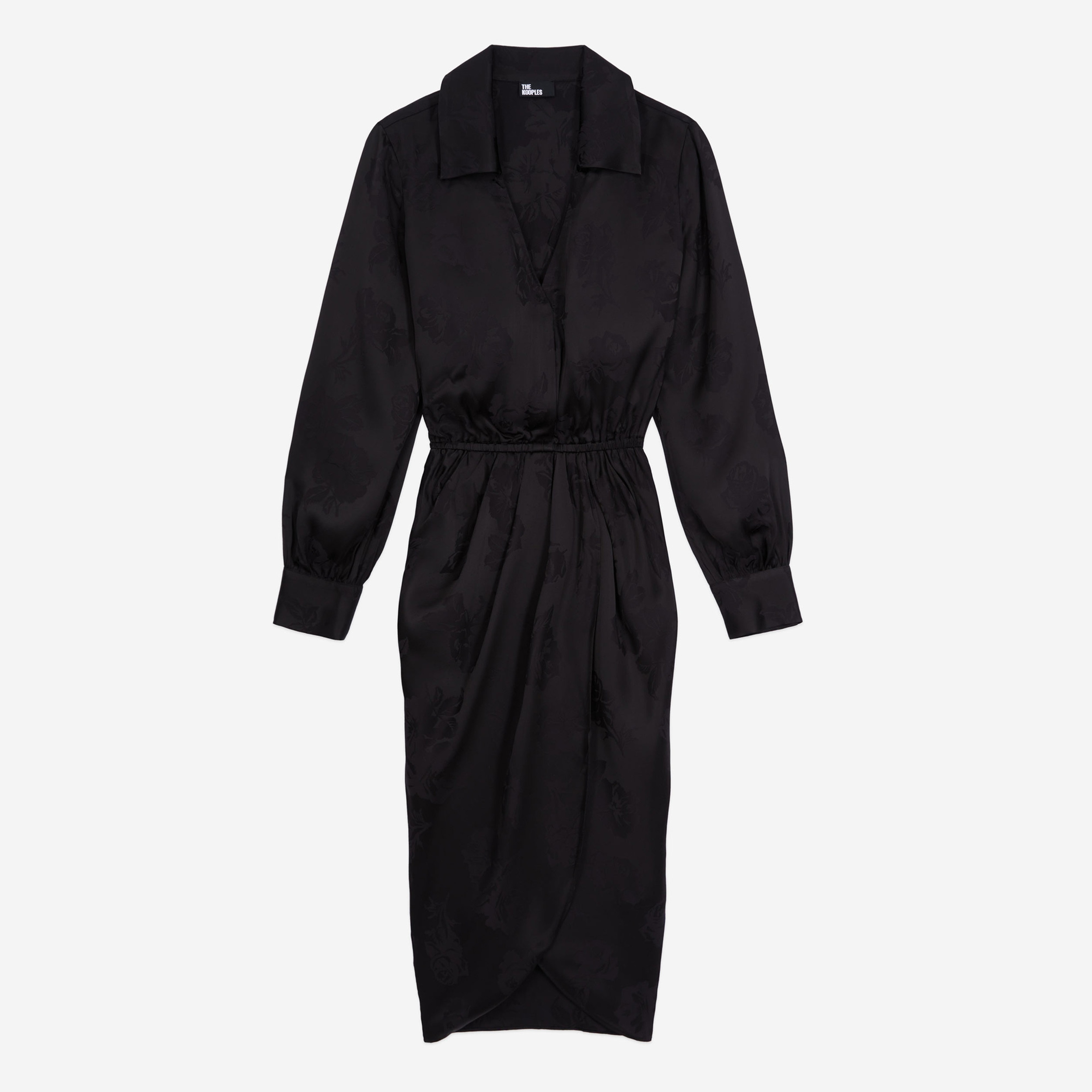 KADIN V YAKA UZUN KOLLU SİYAH ELBİSE