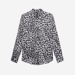 KADIN STRAIGHT FIT LEOPAR DESENLİ SİYAH GÖMLEK