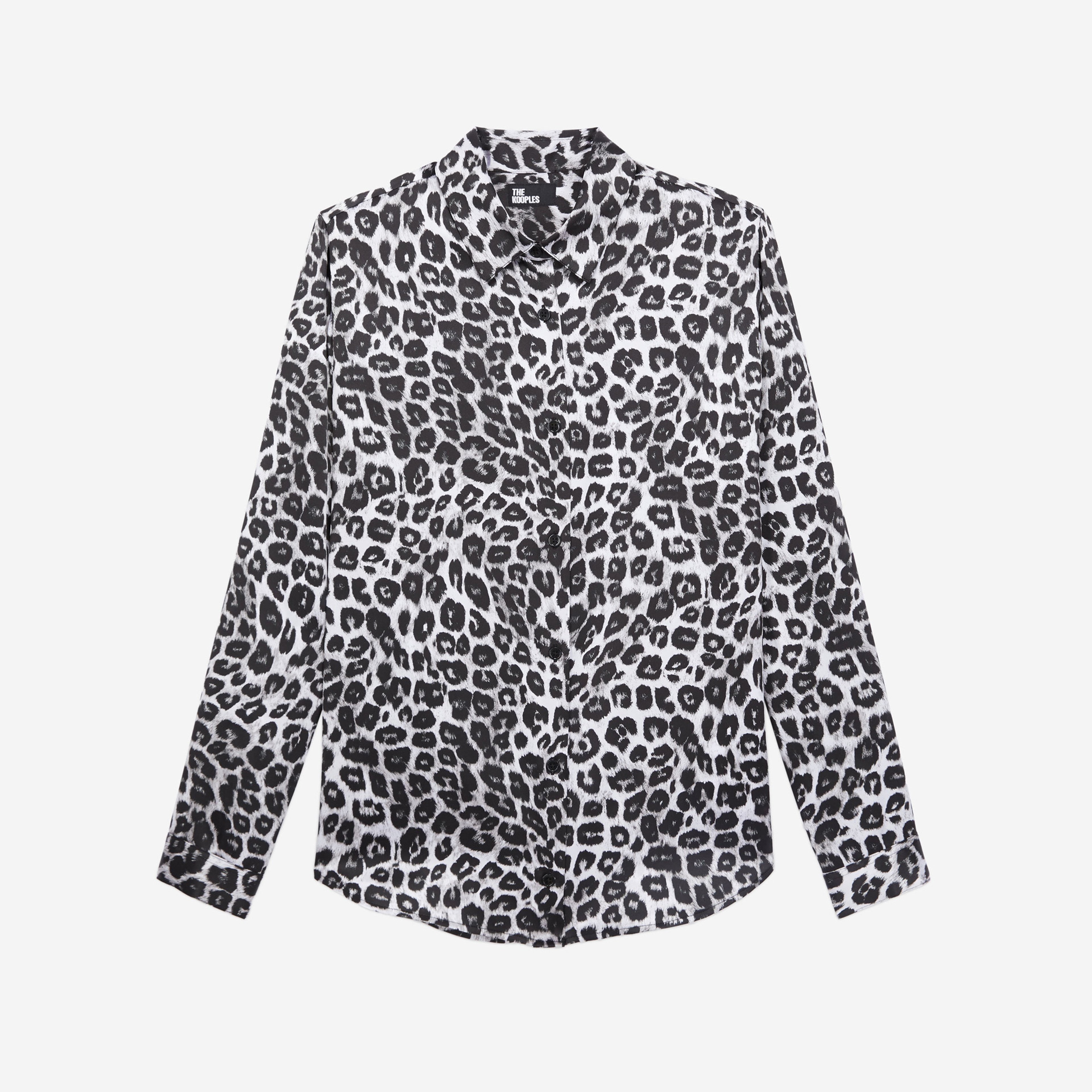 KADIN STRAIGHT FIT LEOPAR DESENLİ SİYAH GÖMLEK