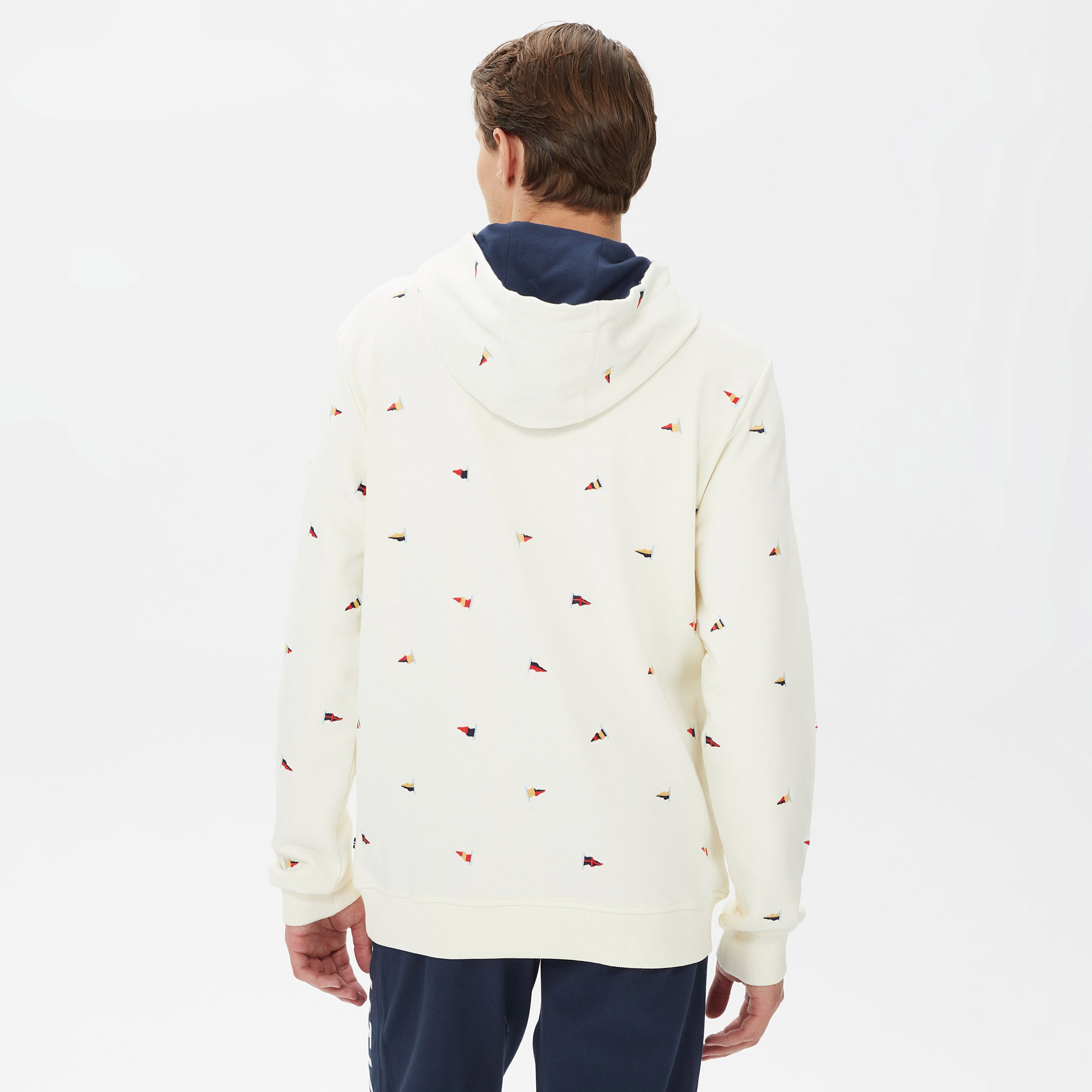 Nautica Erkek Beyaz Standart Fit İşlemeli KapüşonluSweatshirt