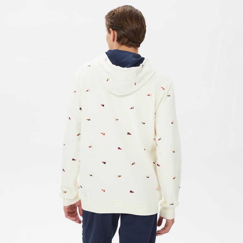 Nautica Erkek Beyaz Standart Fit İşlemeli KapüşonluSweatshirt