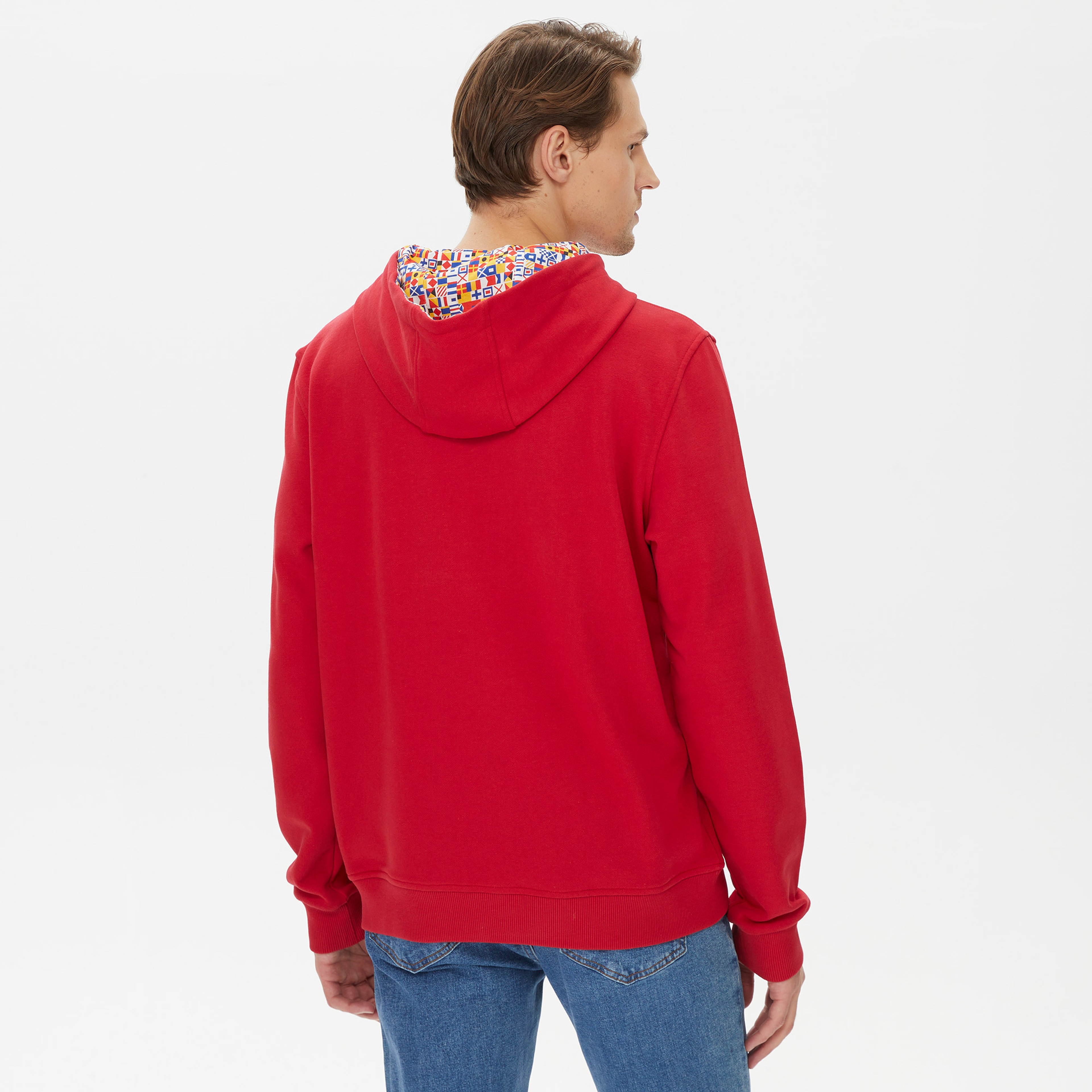 Nautica Erkek Kırmızı Standart Fit Kapüşonlu Sweatshirt