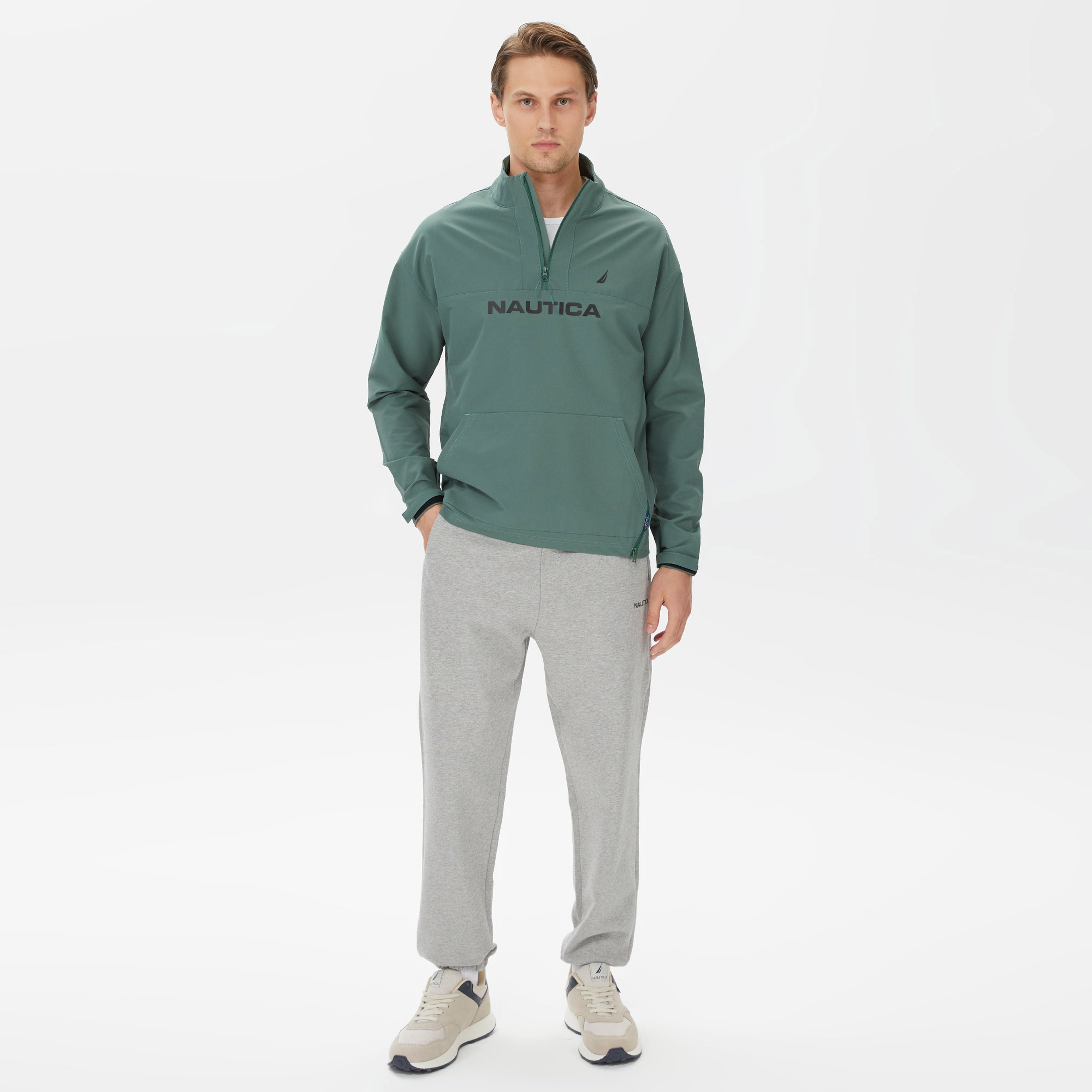 Nautica Erkek Yeşil Standart Fit Dik Yakalı Sweatshirt