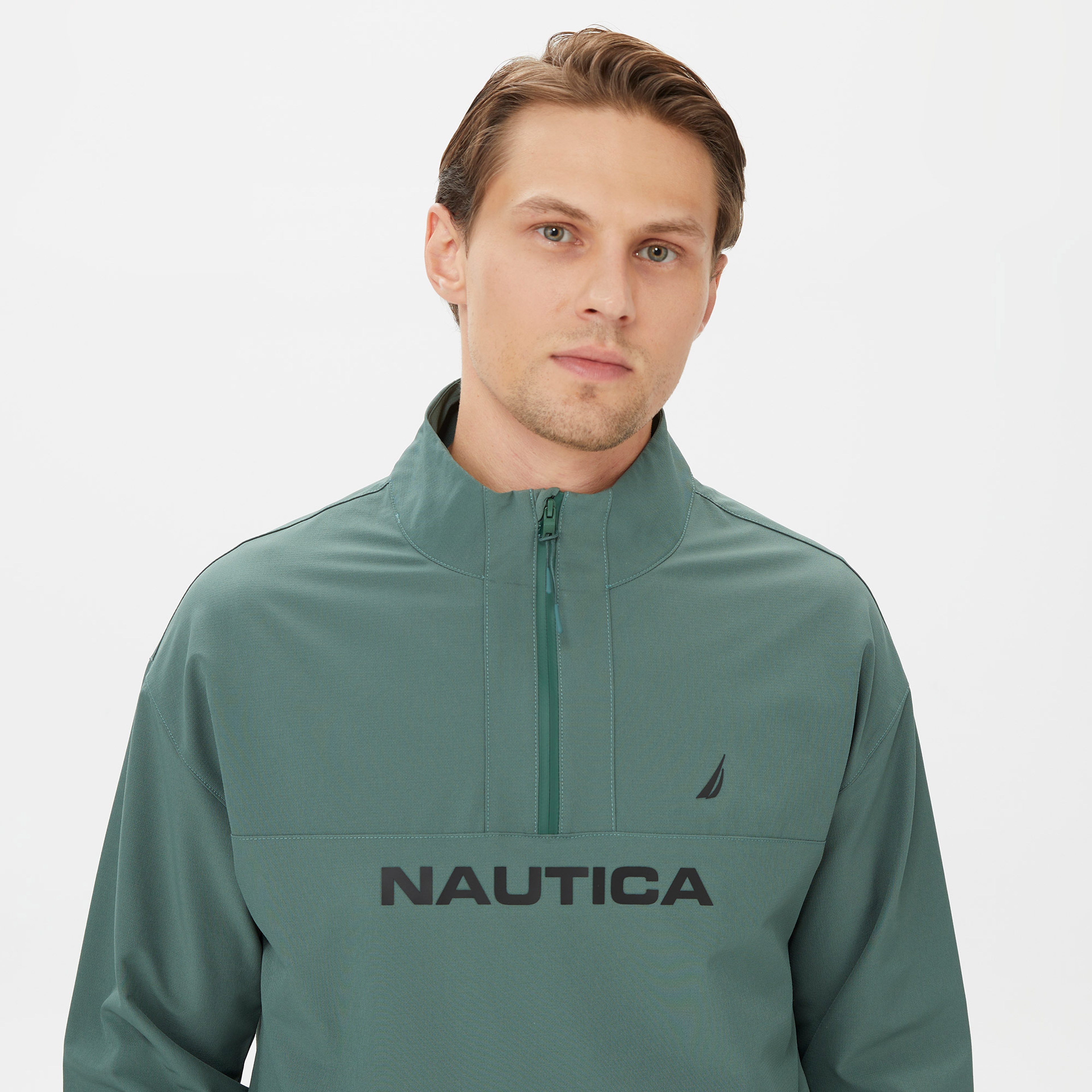 Nautica Erkek Yeşil Standart Fit Dik Yakalı Sweatshirt