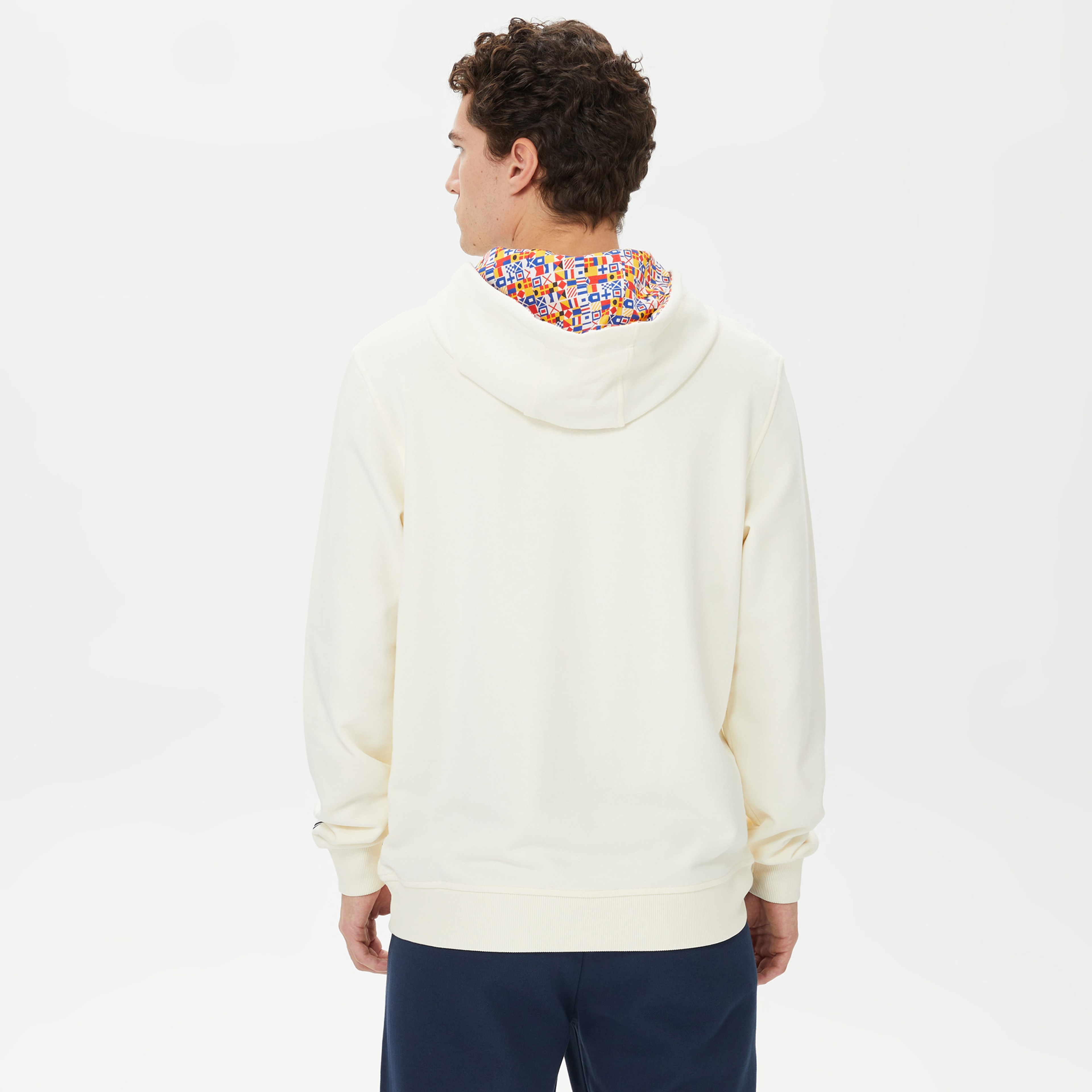 Nautica Erkek Beyaz Standart Fit Kapüşonlu Sweatshirt