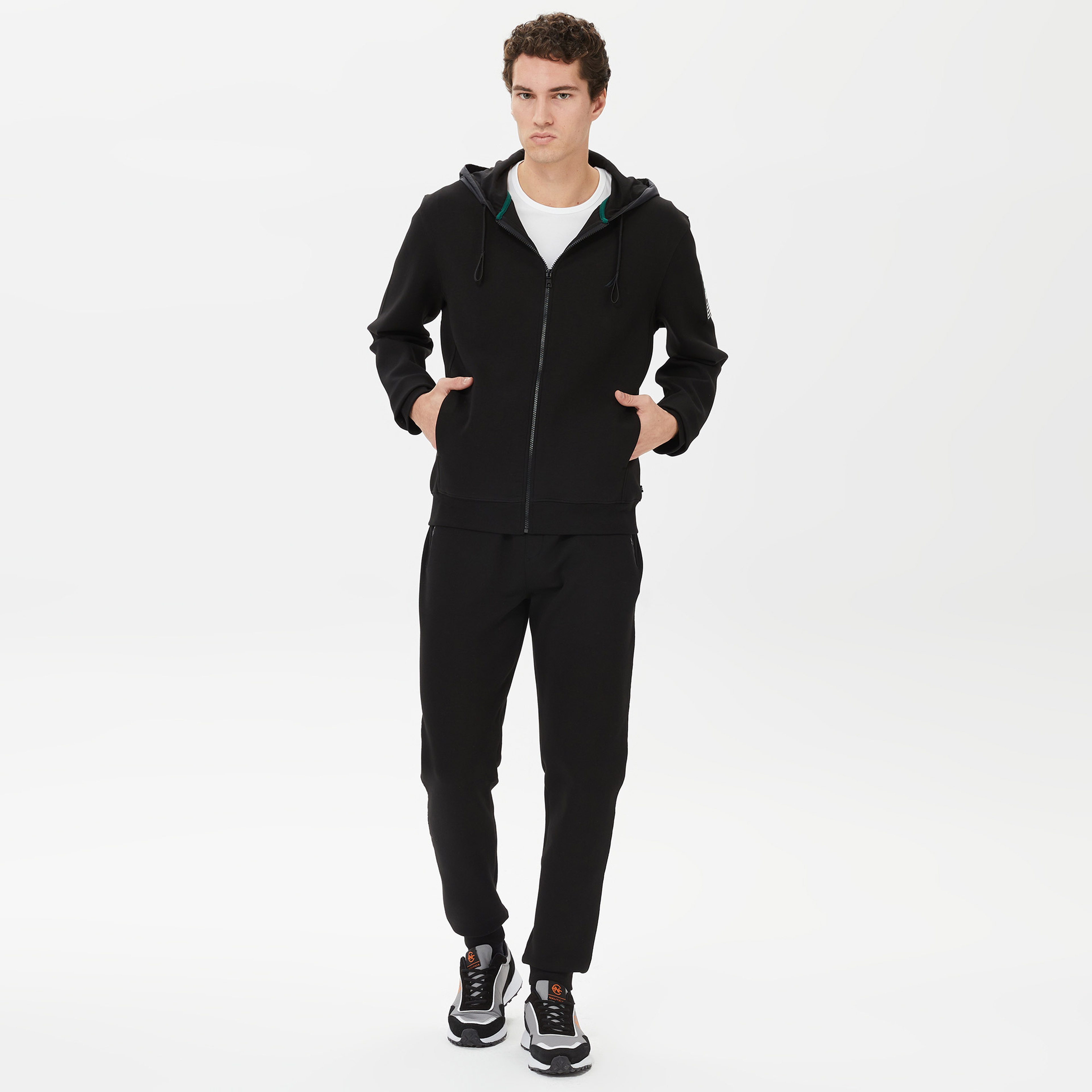 Nautica Erkek Siyah Standart Fit Kapüşonlu Sweatshirt