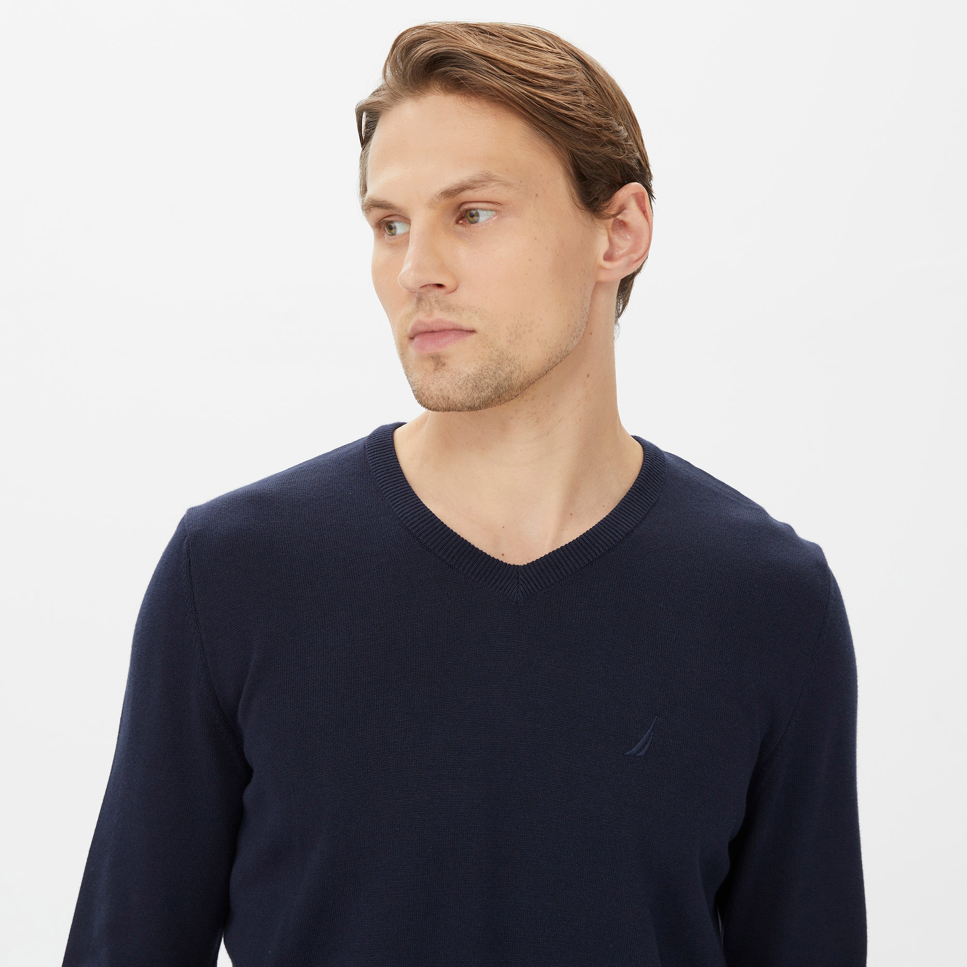 Nautica Erkek Lacivert Standart Fit V Yaka Kazak