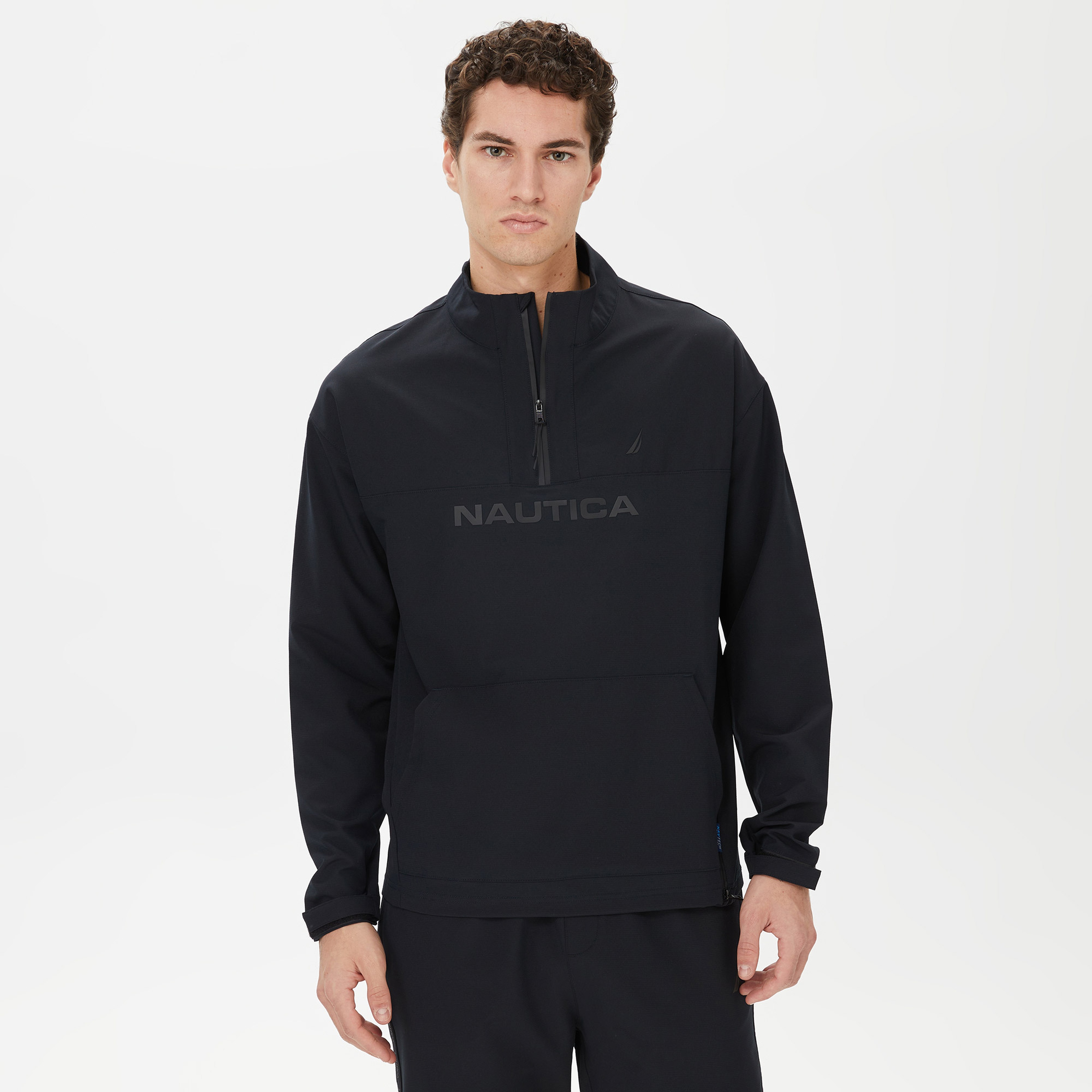 Nautica Erkek Siyah Standart Fit Dik Yakalı Sweatshirt