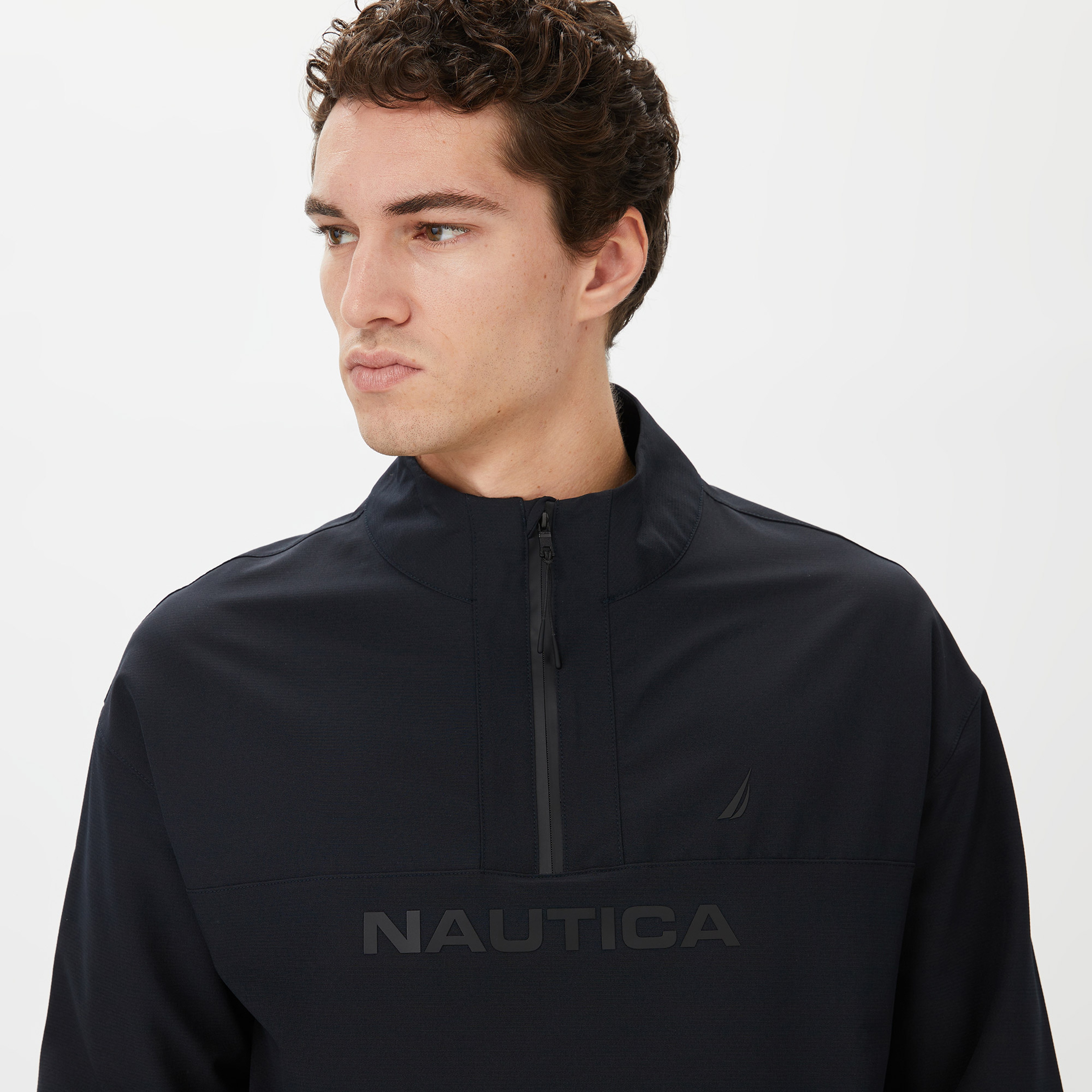 Nautica Erkek Siyah Standart Fit Dik Yakalı Sweatshirt