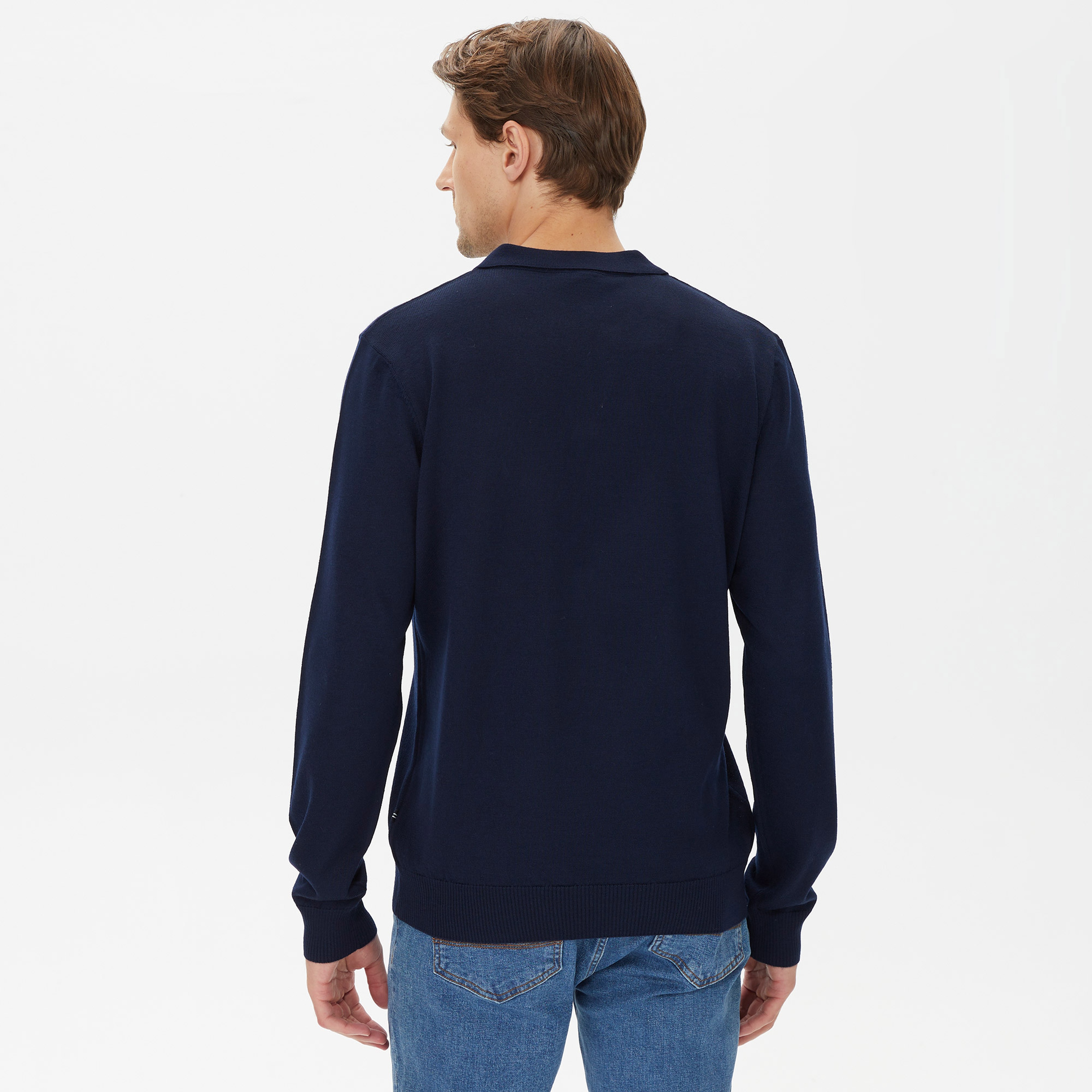 Nautica Erkek Lacivert Standart Fit Polo Yaka Kazak