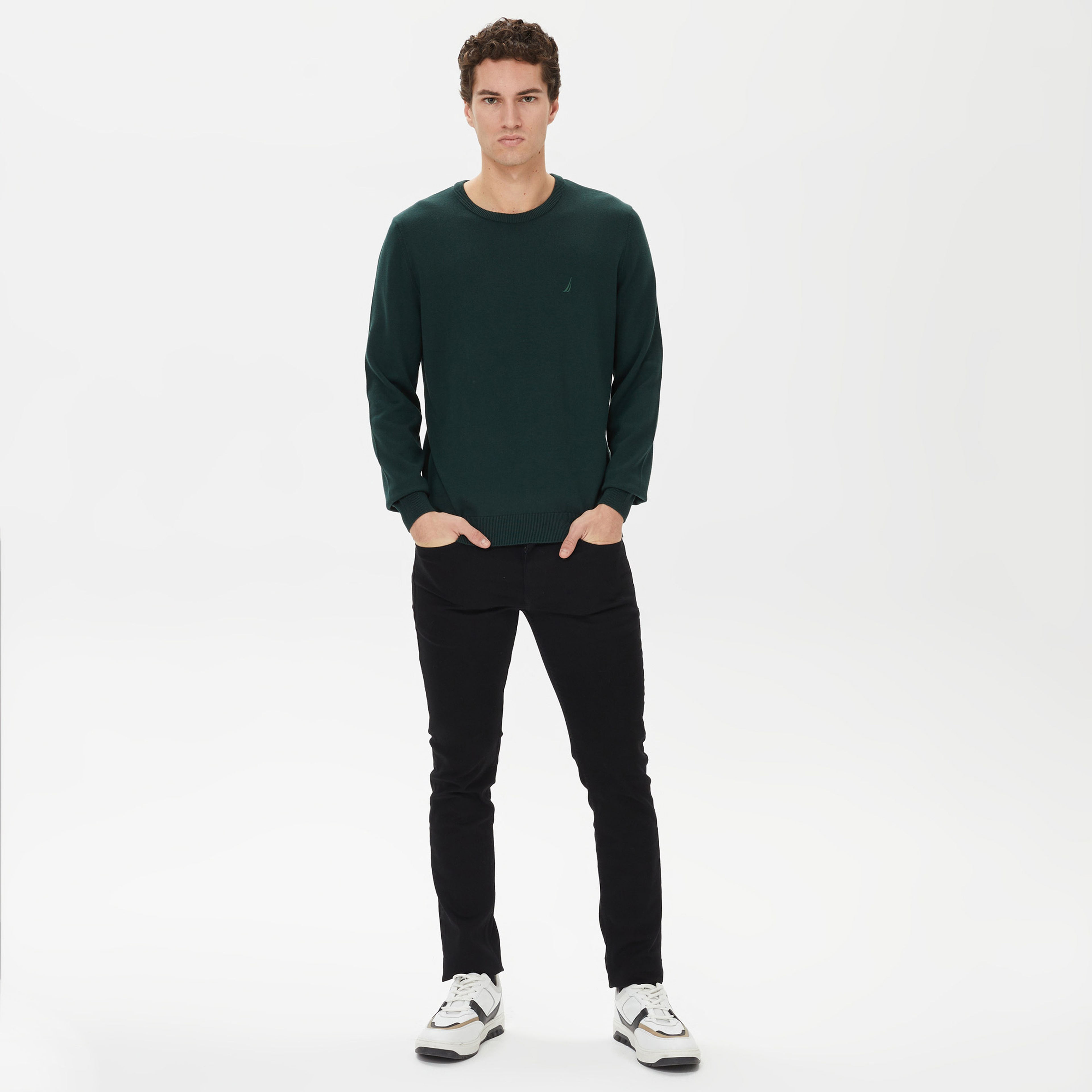 Nautica Erkek Yeşil Standart Fit Kazak