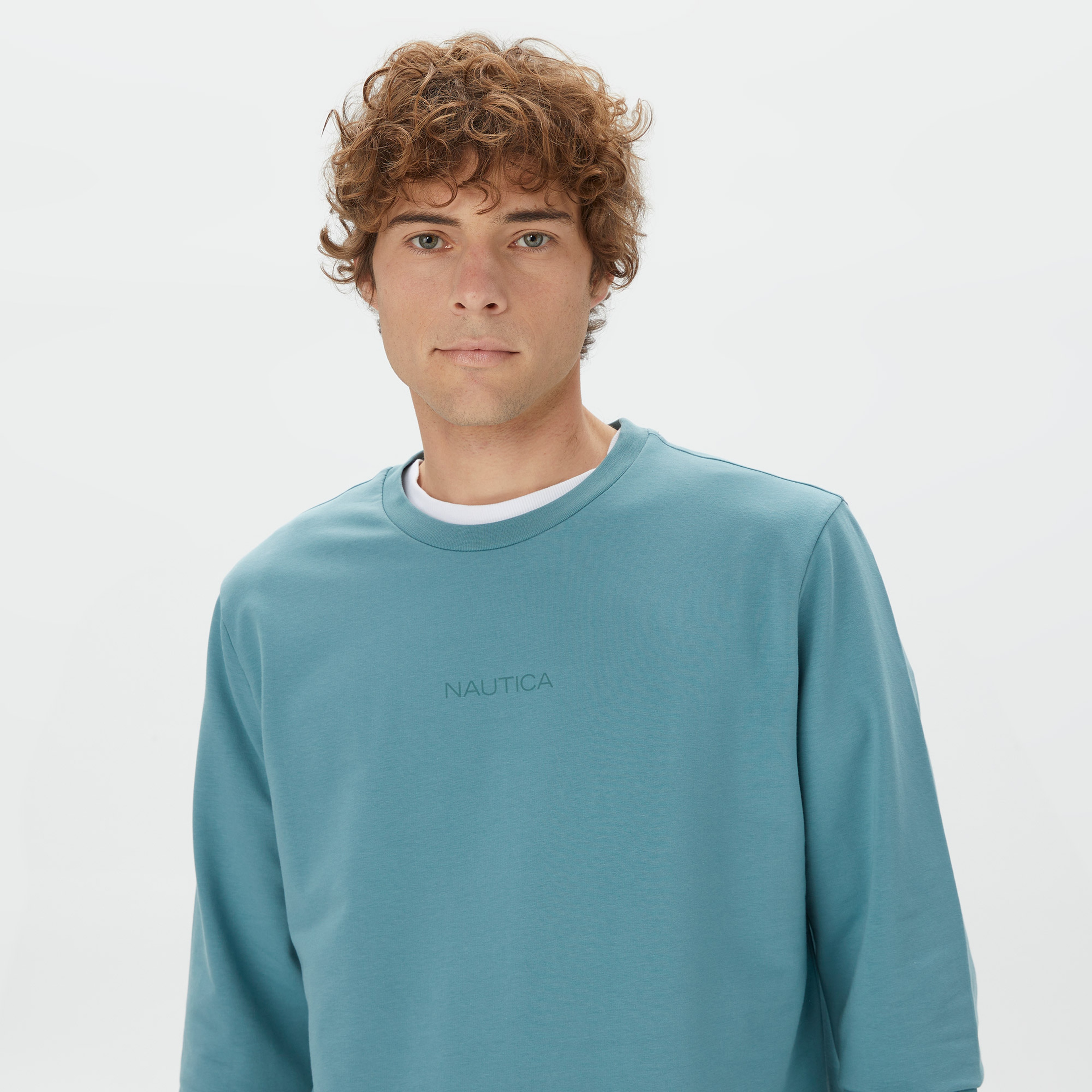 Nautica Erkek Turkuaz Standart Fit Sweatshirt