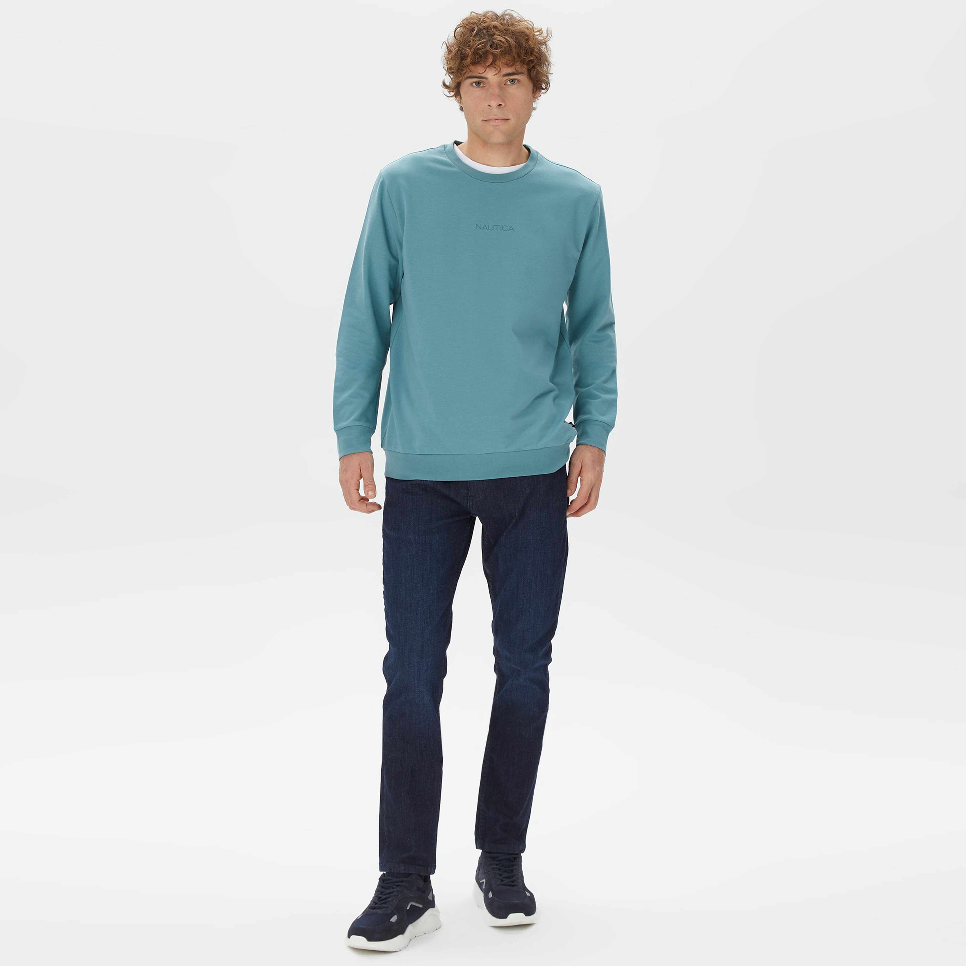 Nautica Erkek Turkuaz Standart Fit Sweatshirt