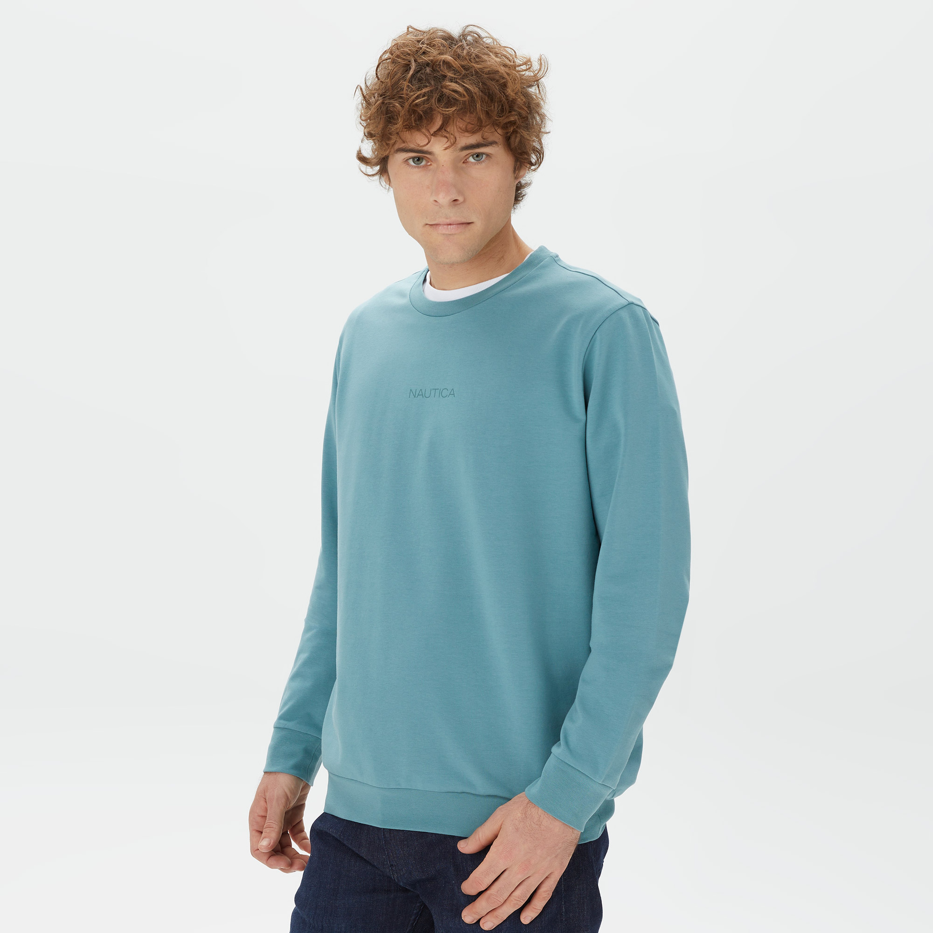Nautica Erkek Turkuaz Standart Fit Sweatshirt