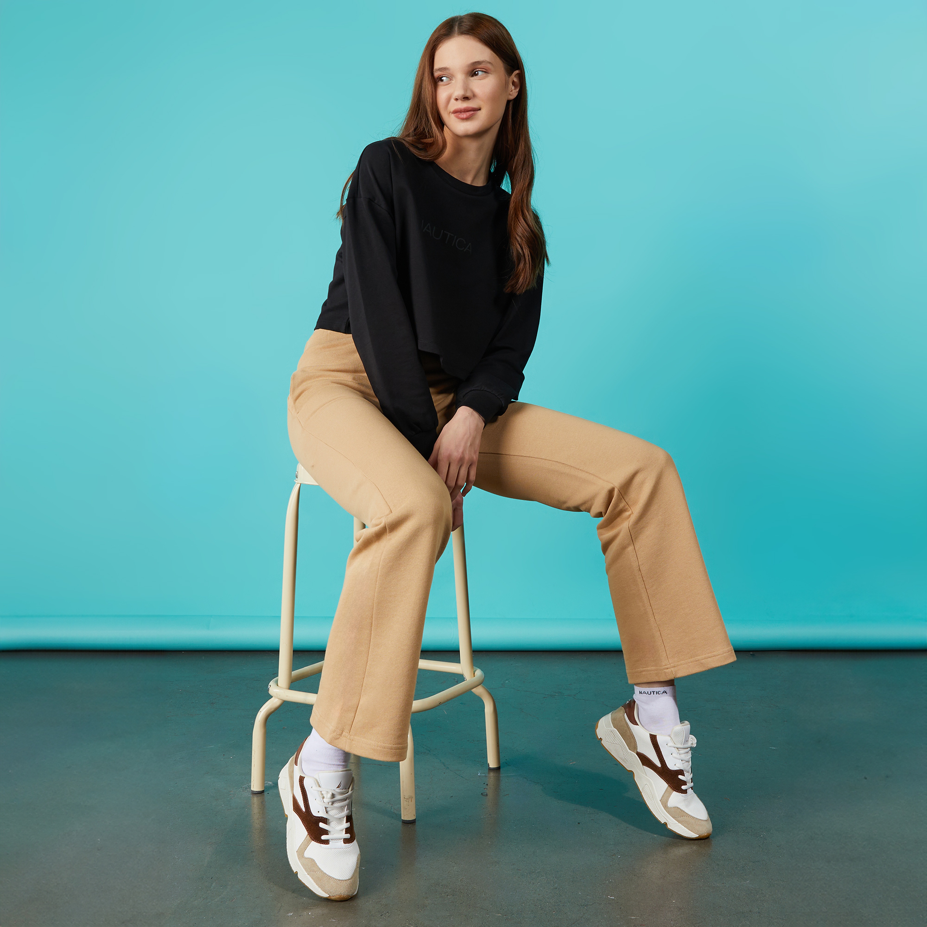 Nautica Kadın Bej Standart Fit Eşofman Altı