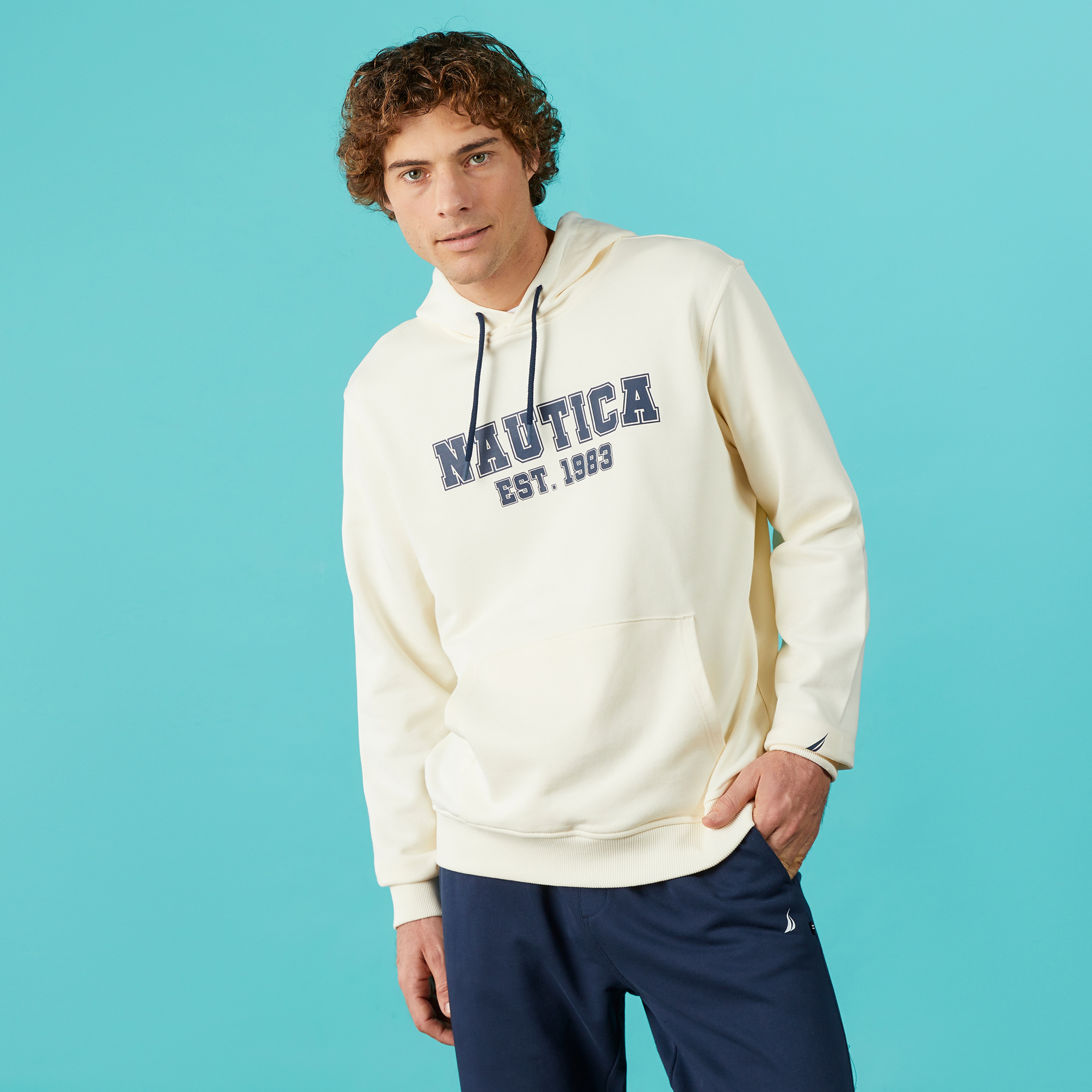 Nautica Erkek Krem Standart Fit Sweatshirt