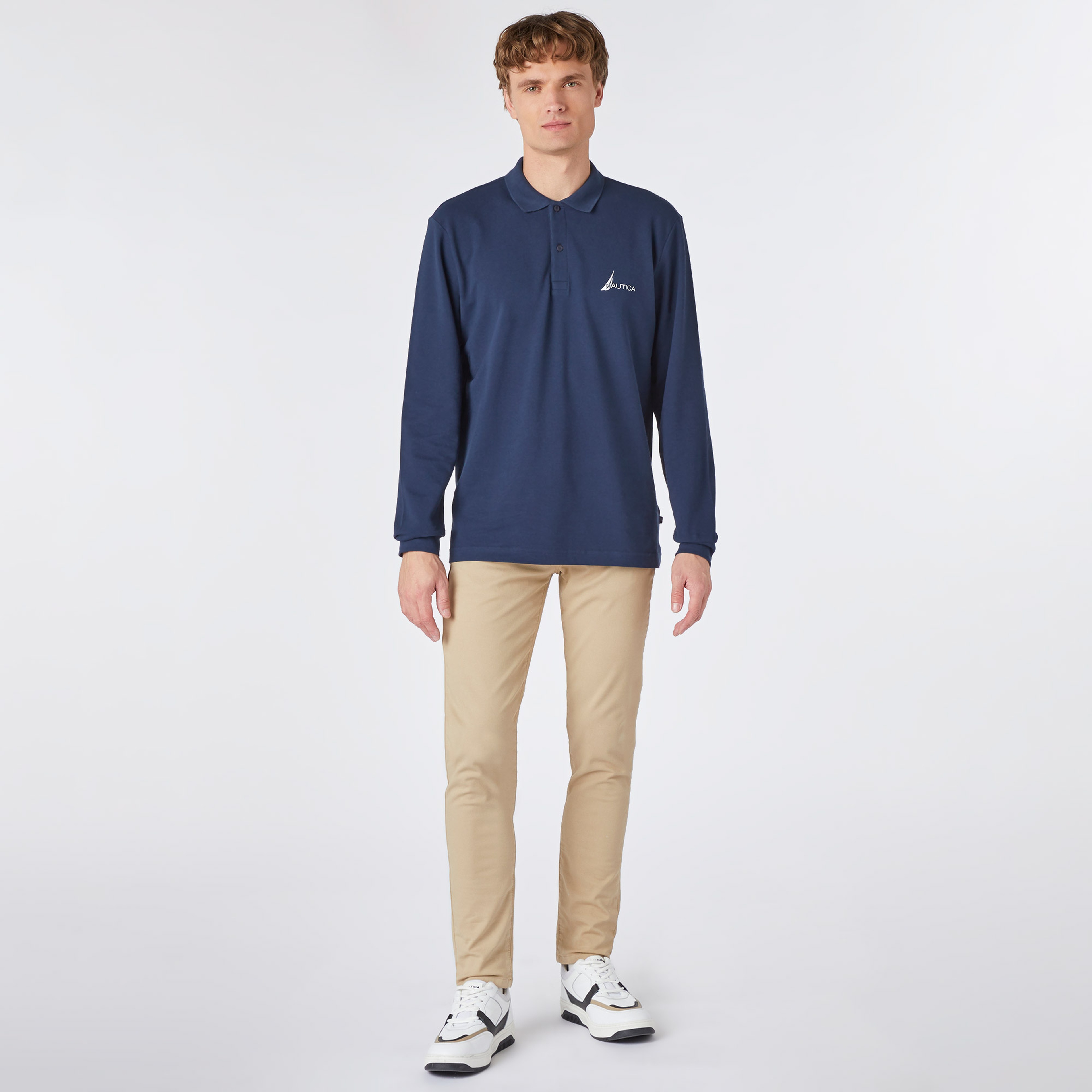 Nautica Erkek Lacivert Classic Fit Uzun Kollu Polo