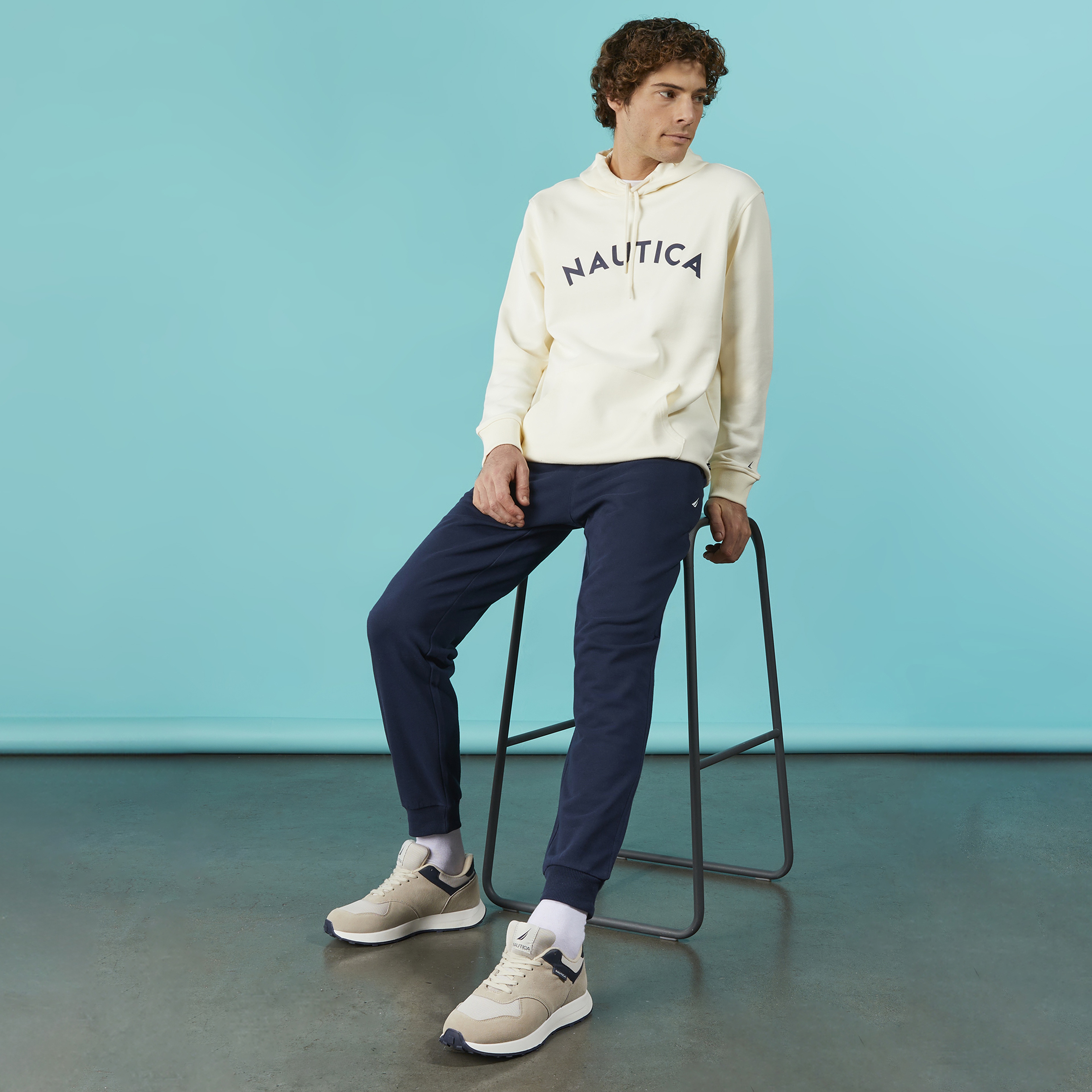 Nautica Erkek Krem Standart Fit Sweatshirt