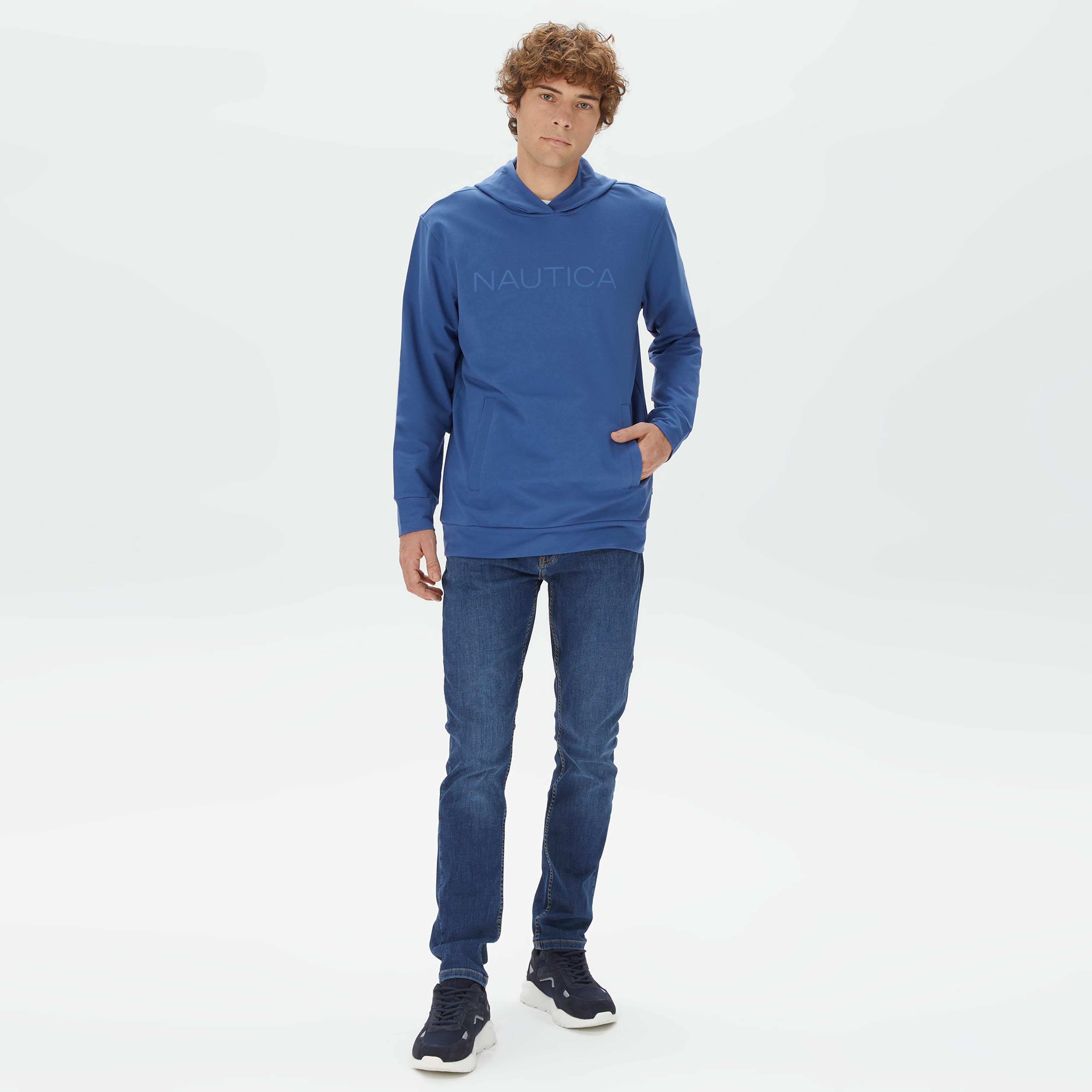 Nautica Erkek Mavi Standart Fit Sweatshirt