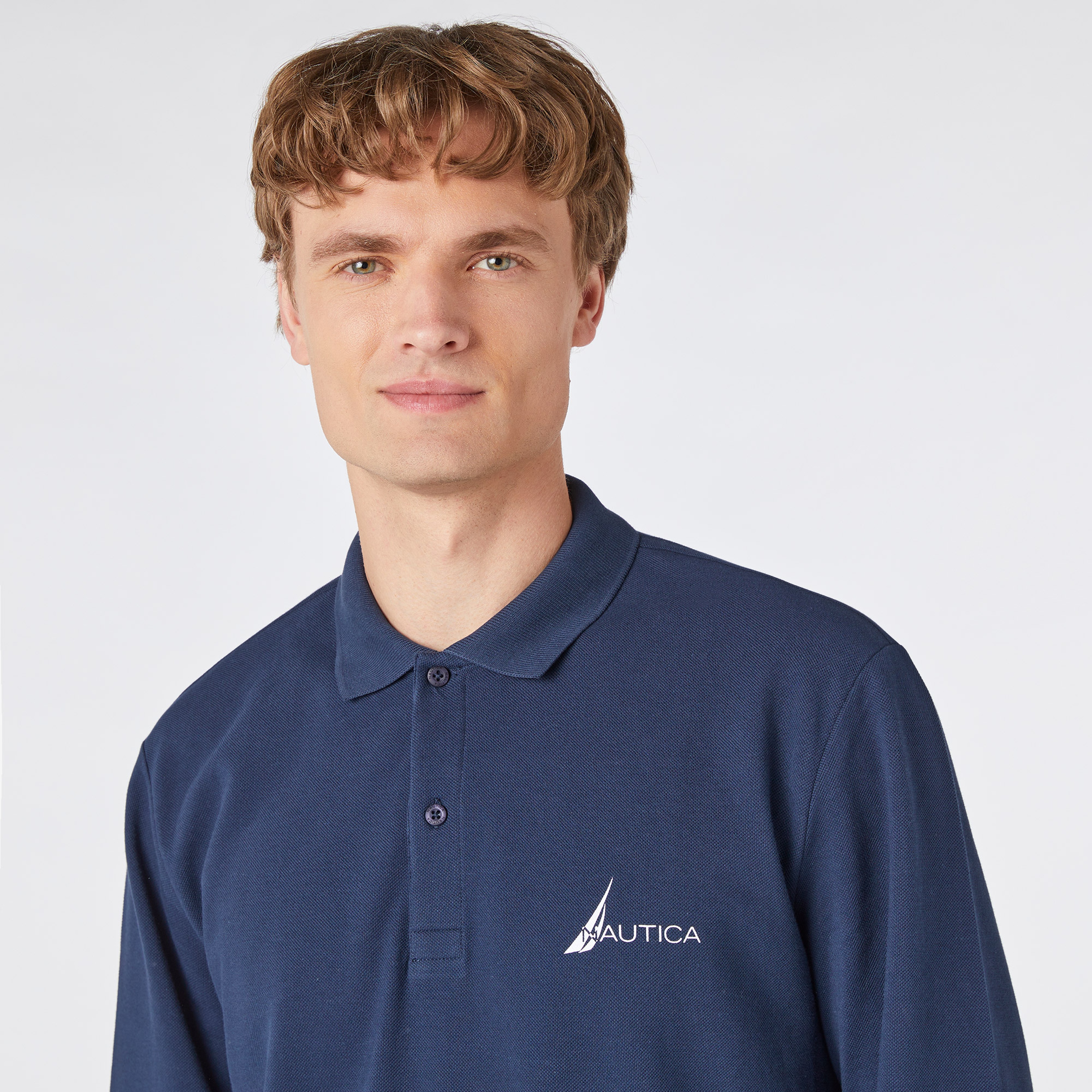 Nautica Erkek Lacivert Classic Fit Uzun Kollu Polo