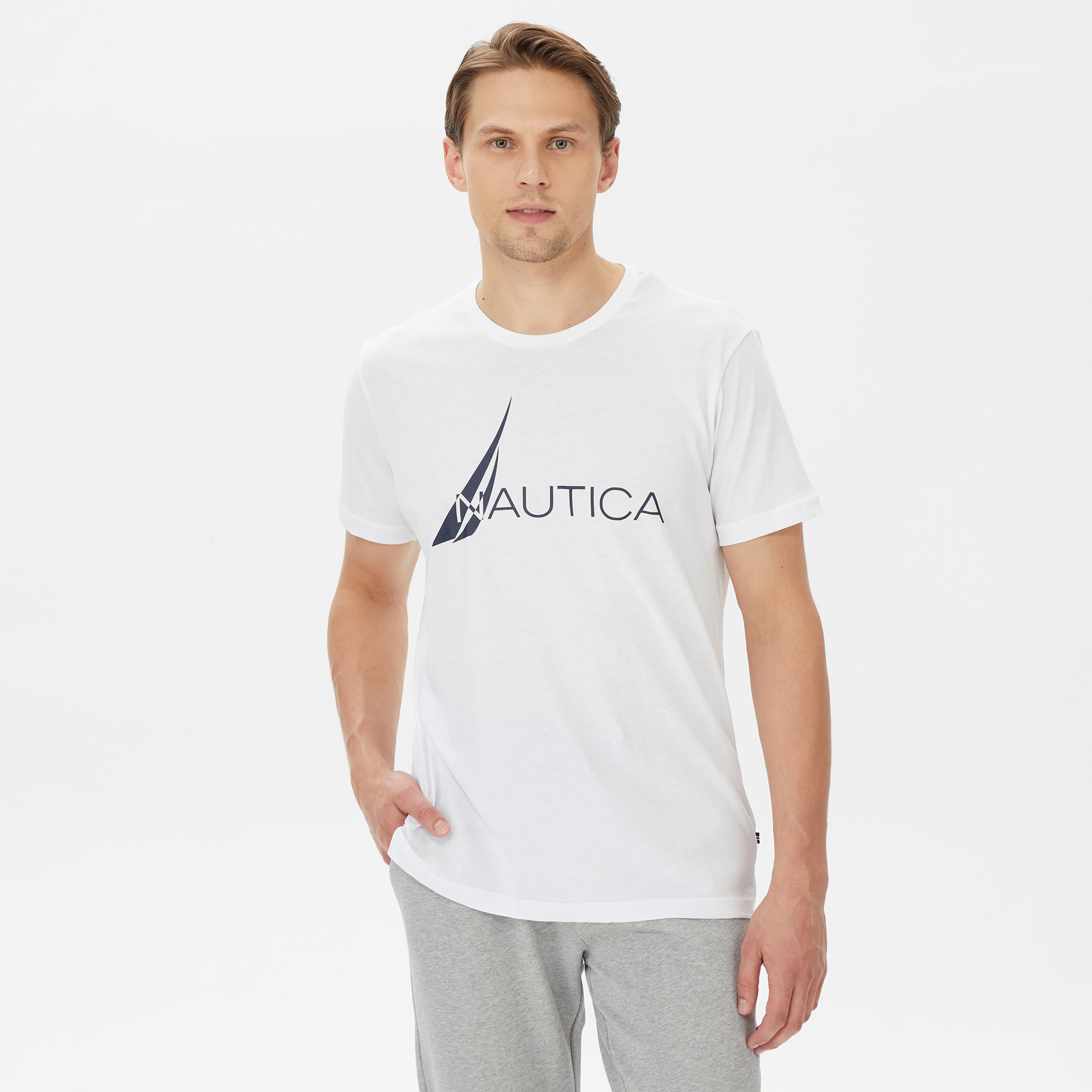 Nautica Erkek Beyaz Standart Fit T-Shirt