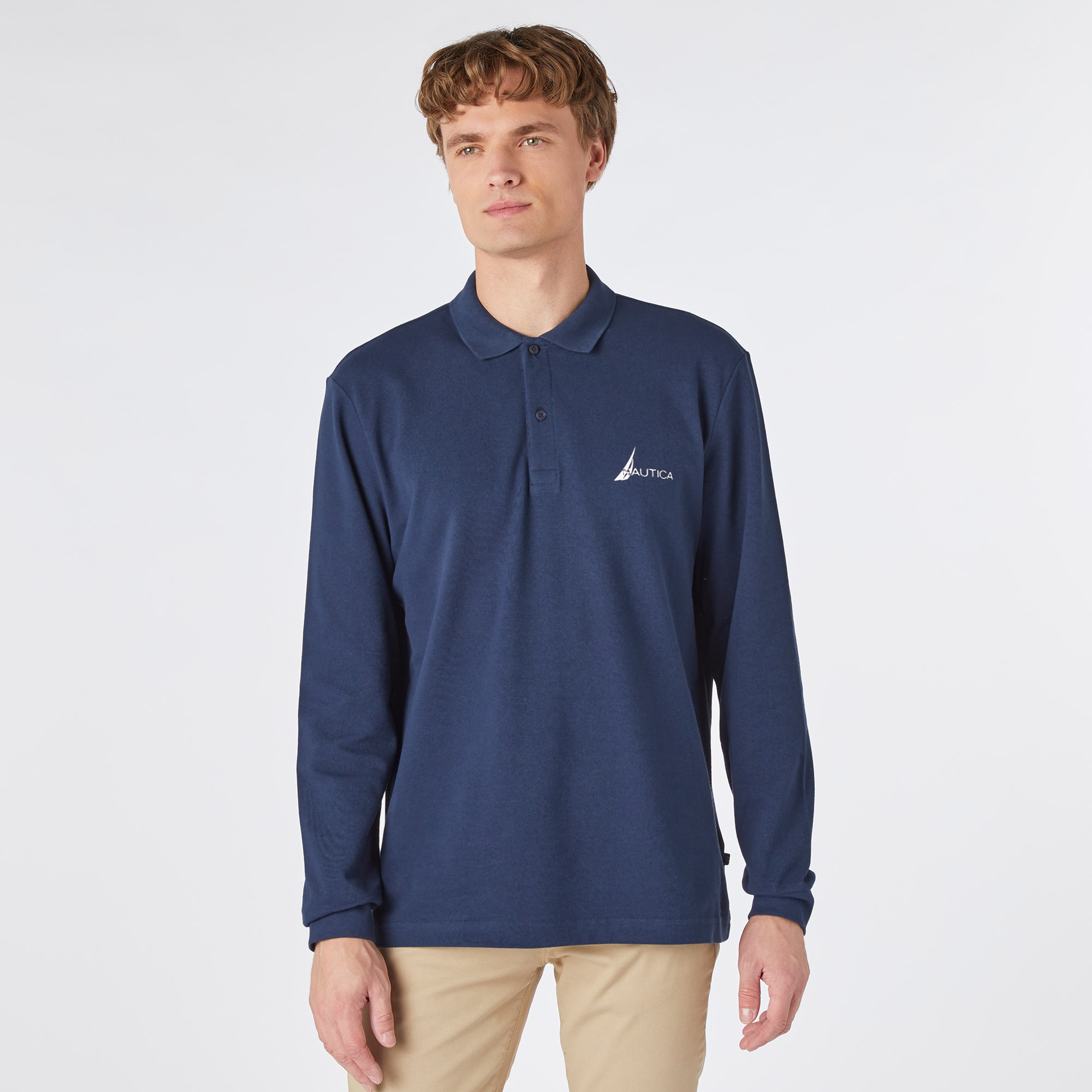 Nautica Erkek Lacivert Classic Fit Uzun Kollu Polo