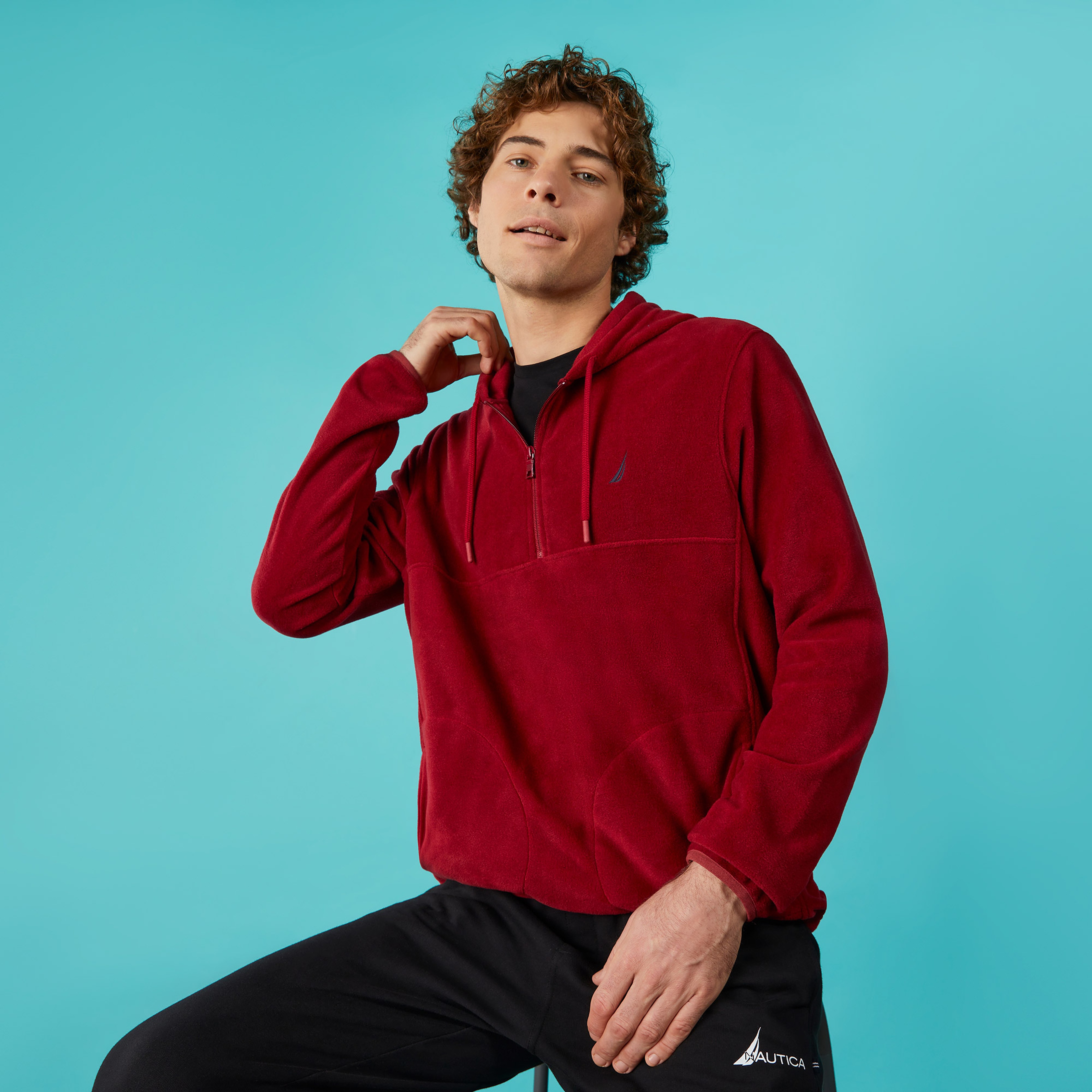 Nautica Erkek Bordo Standart Fit Uzun Kollu Polar