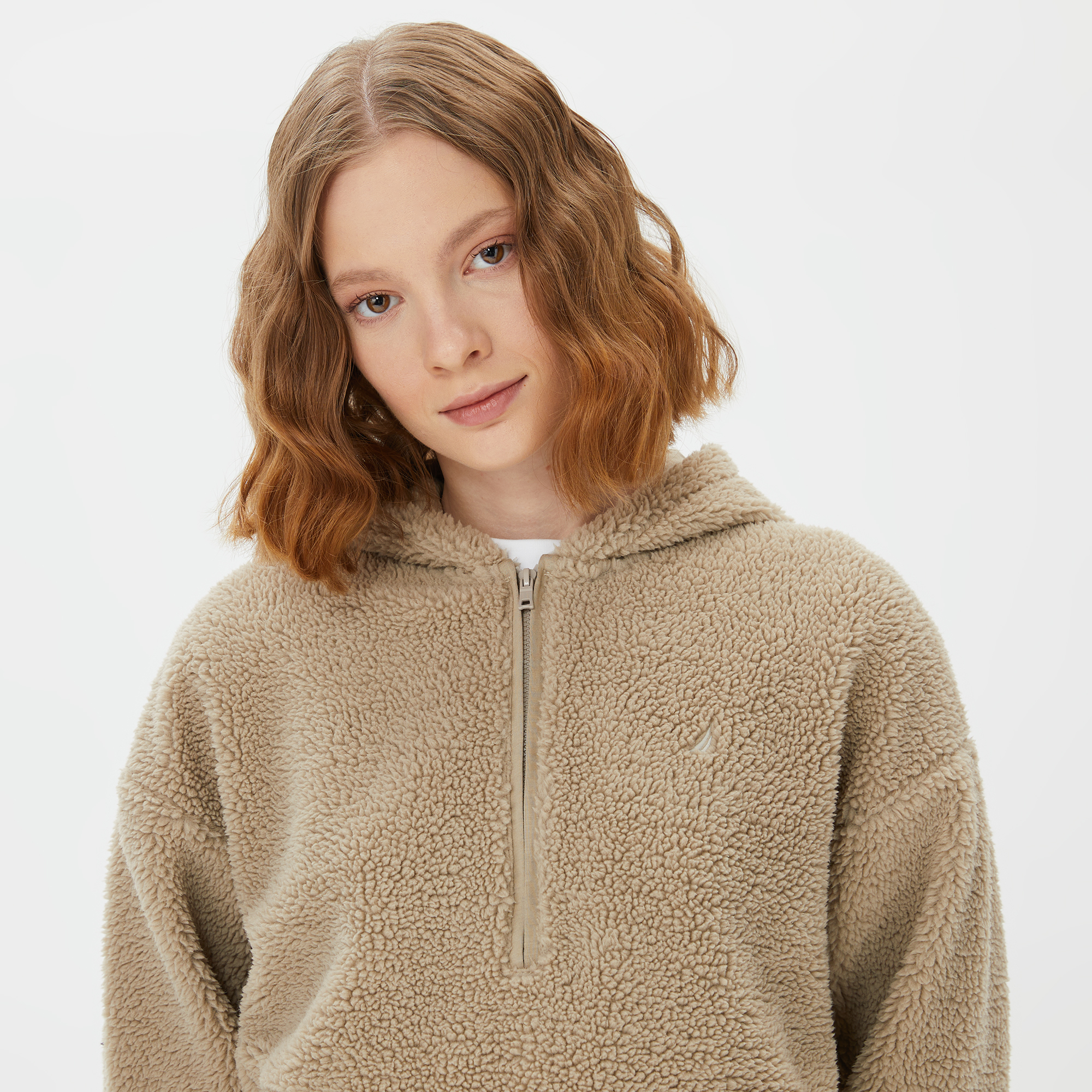 Nautica Kadın Beyaz Relaxed Fit Kapüşonlu Sweatshirt