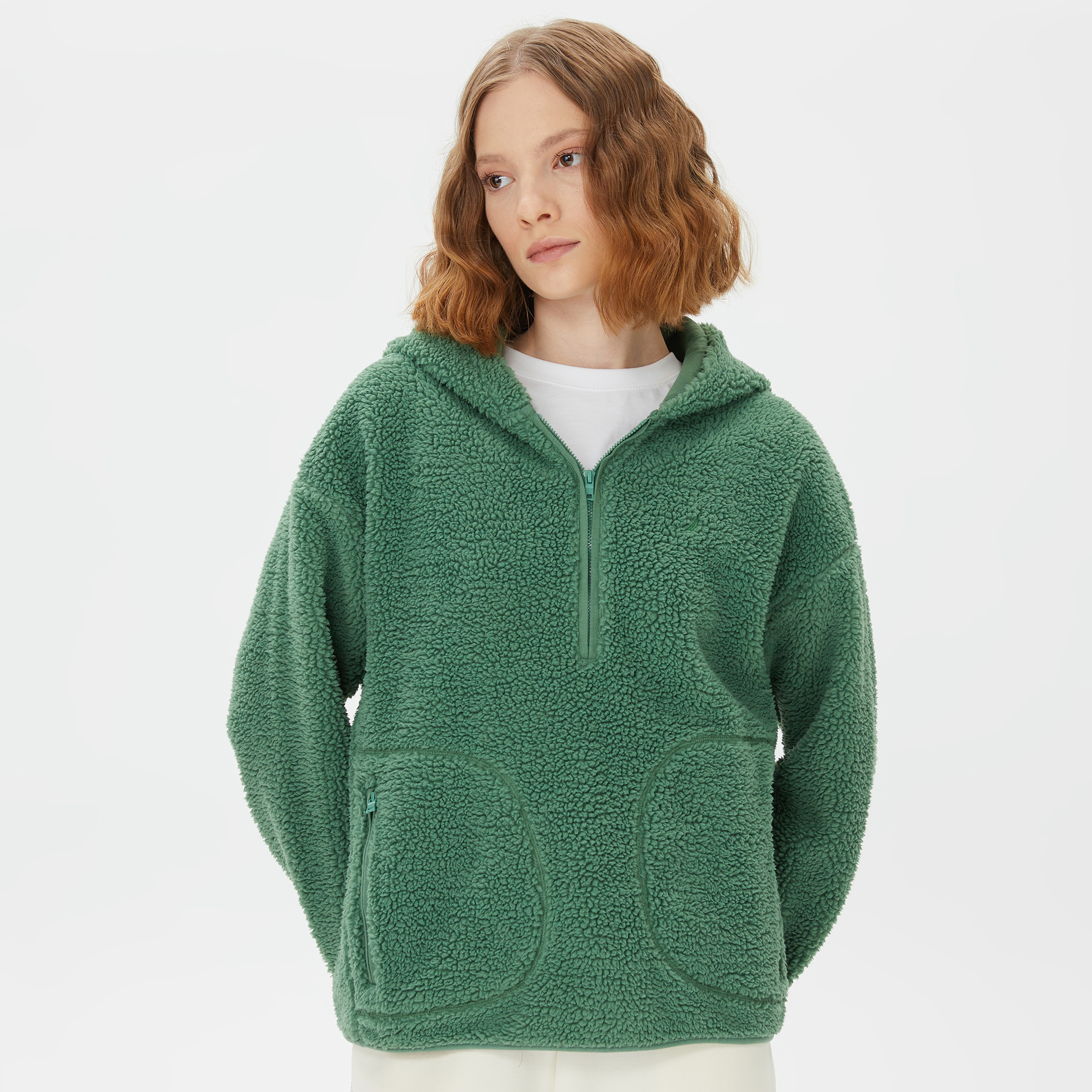 Nautica Kadın Yeşil Relaxed Fit Kapüşonlu Sweatshirt