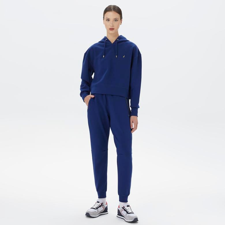 Nautica Kadın Mavi Relaxed Fit Kapüşonlu Sweatshirt