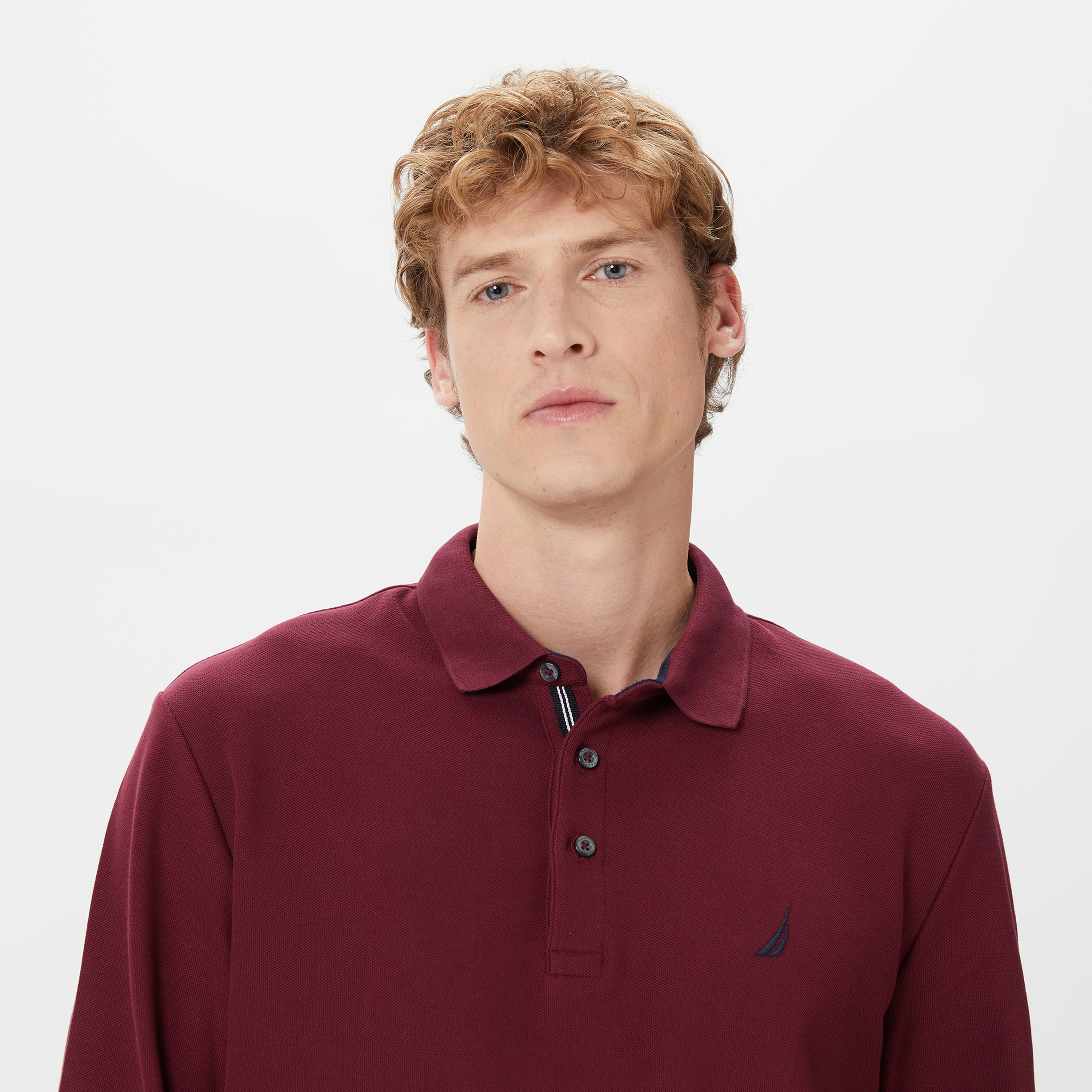 Nautica Erkek Bordo Classic Fit Uzun Kollu Polo Yaka T-Shirt