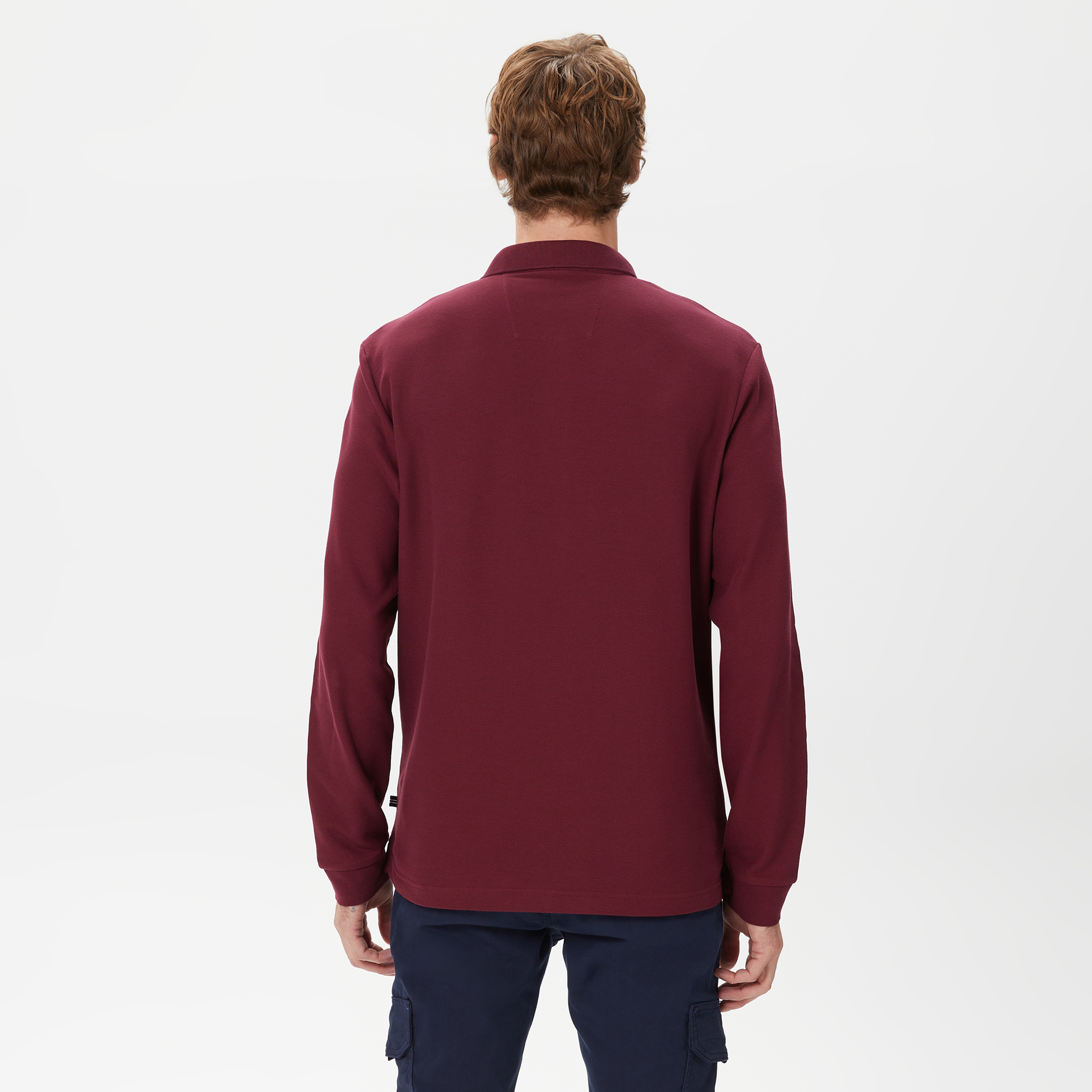 Nautica Erkek Bordo Classic Fit Uzun Kollu Polo Yaka T-Shirt