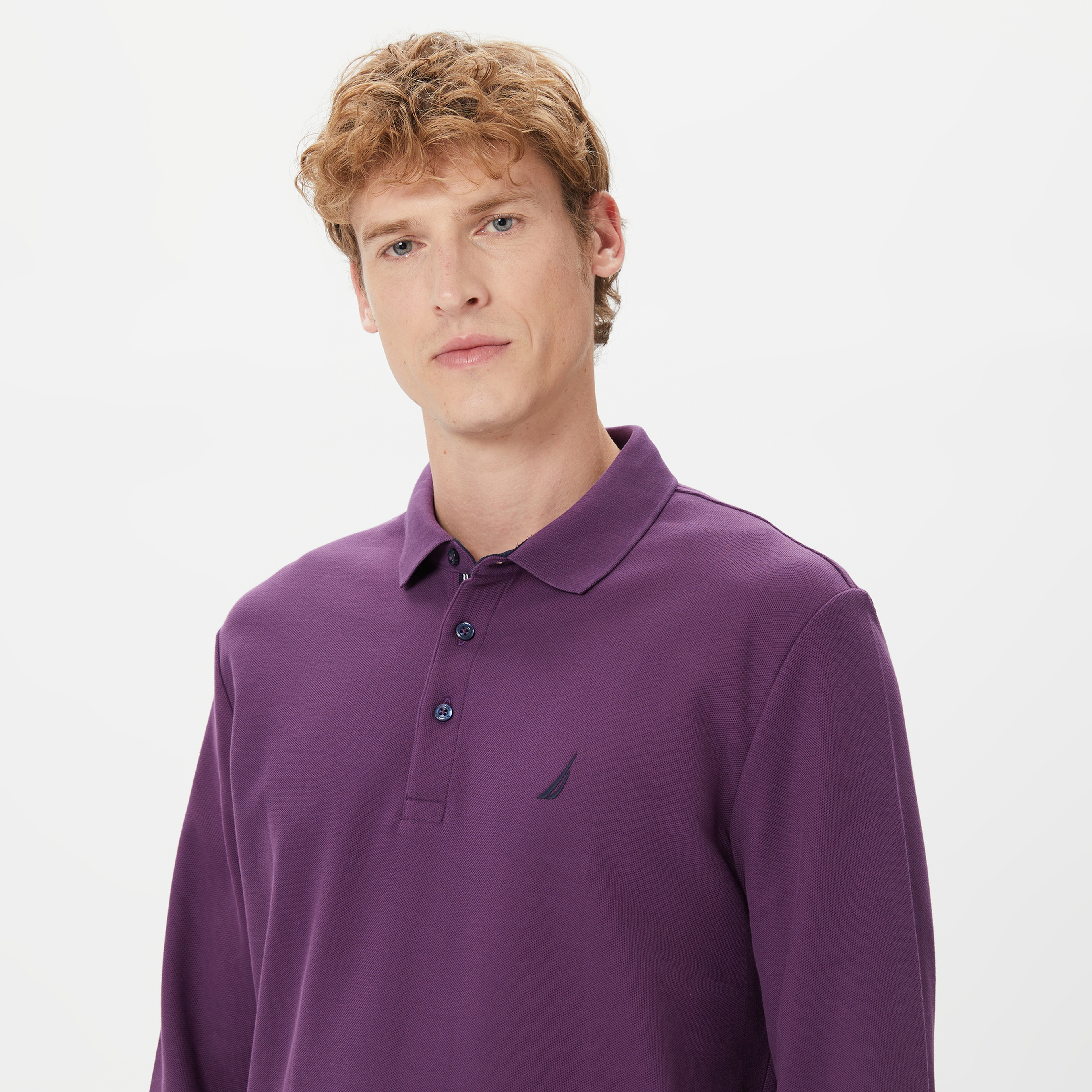 Nautica Erkek Mor Classic Fit Uzun Kollu Polo