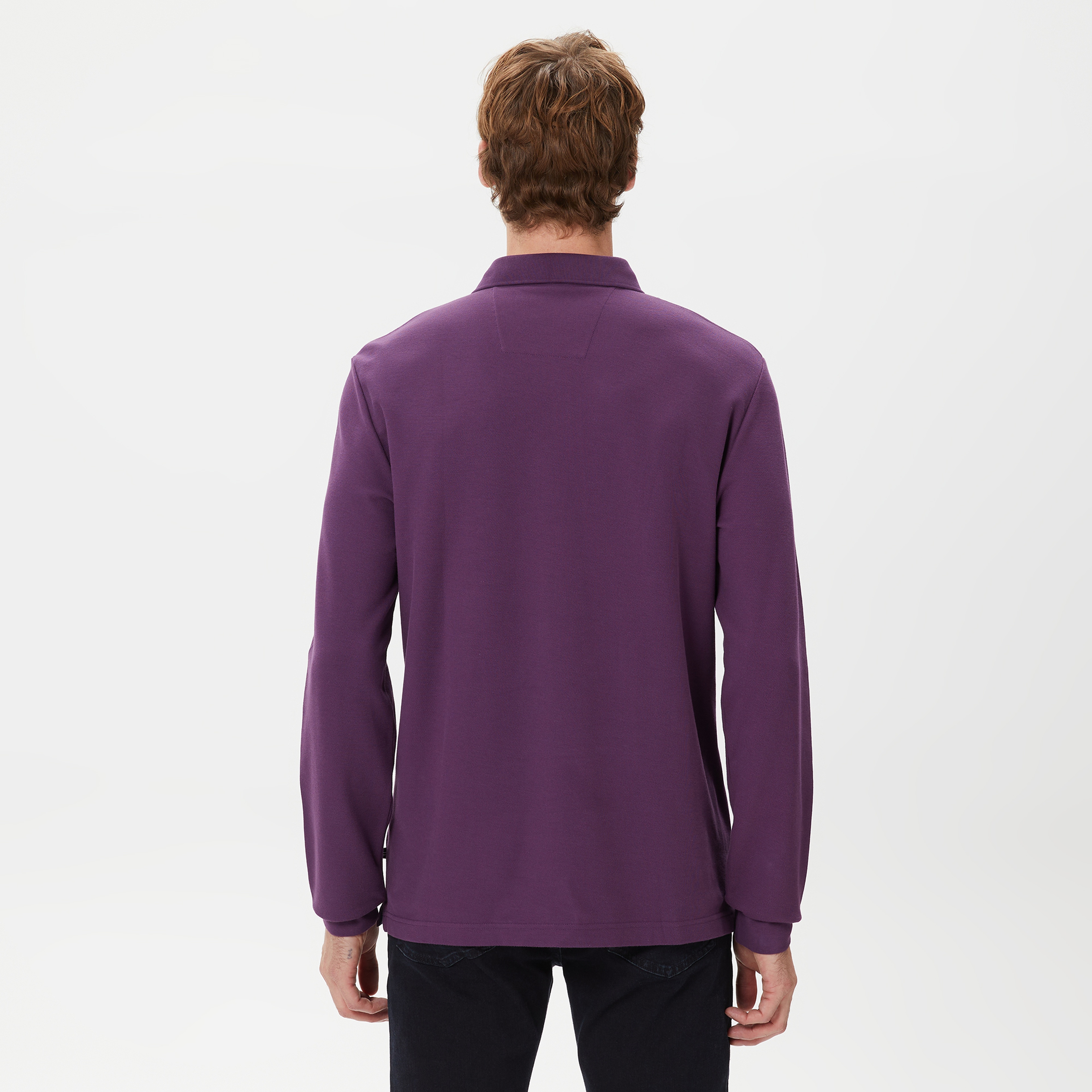 Nautica Erkek Mor Classic Fit Uzun Kollu Polo
