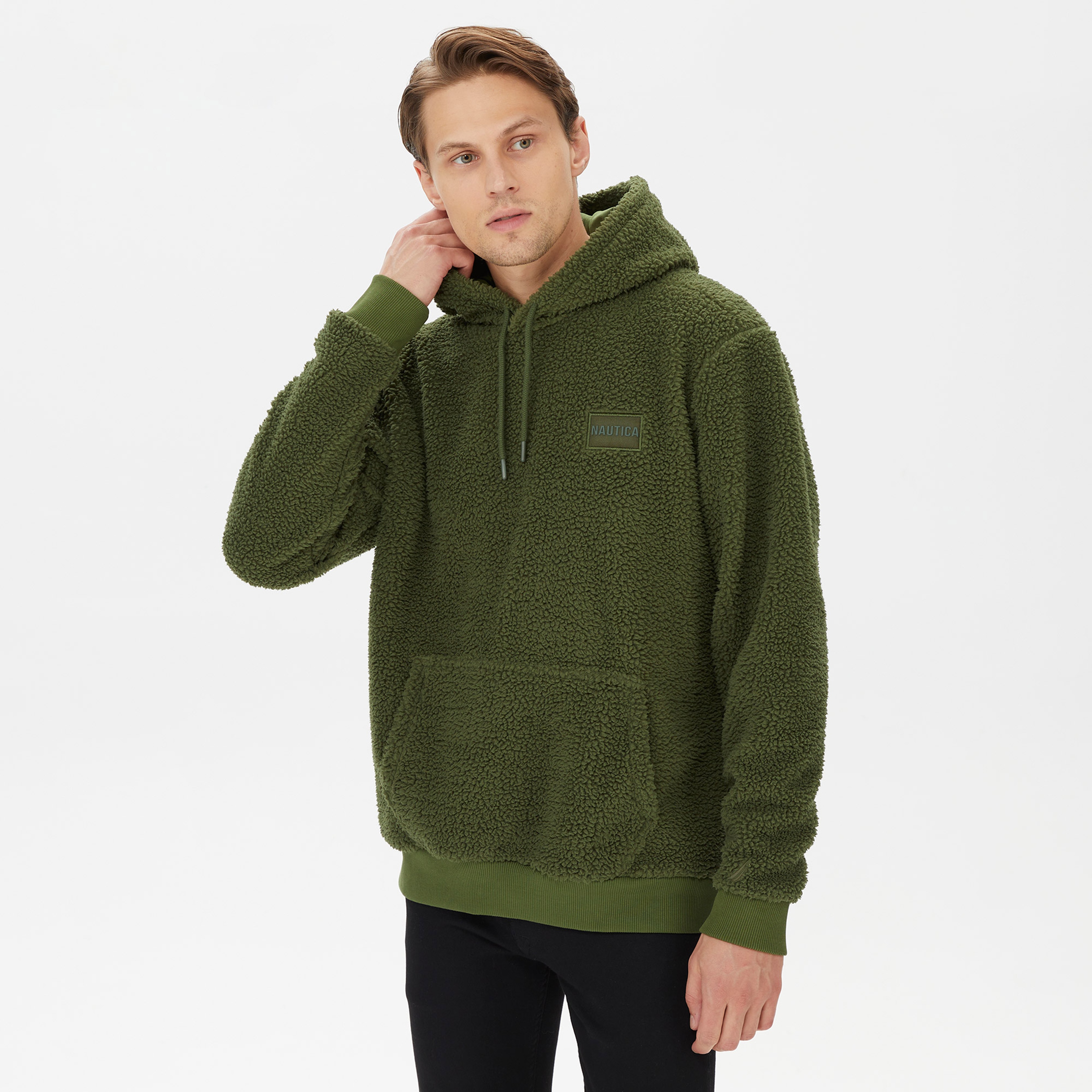 Nautica Erkek Yeşil Standart Fit Kapüşonlu Sweatshirt