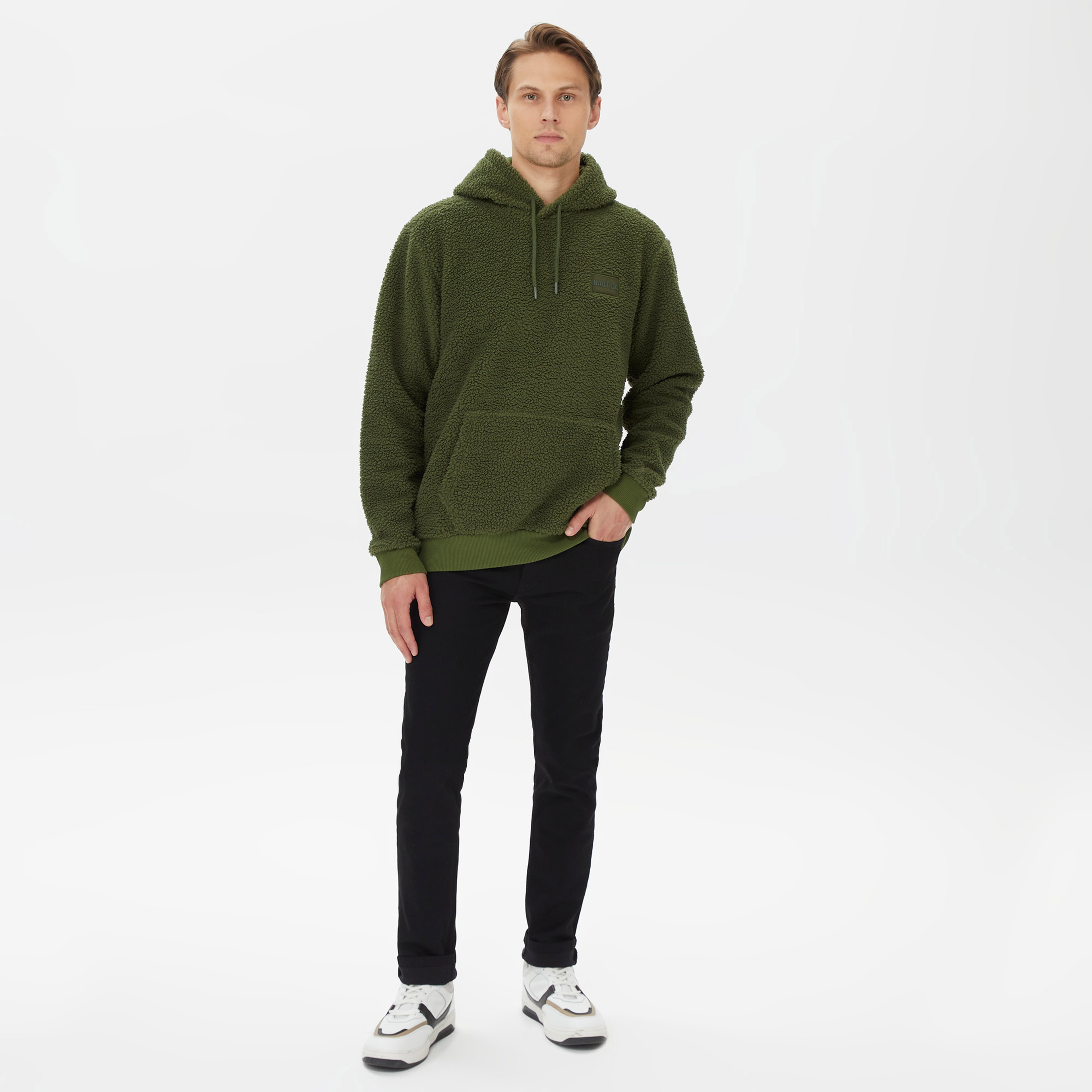Nautica Erkek Yeşil Standart Fit Kapüşonlu Sweatshirt