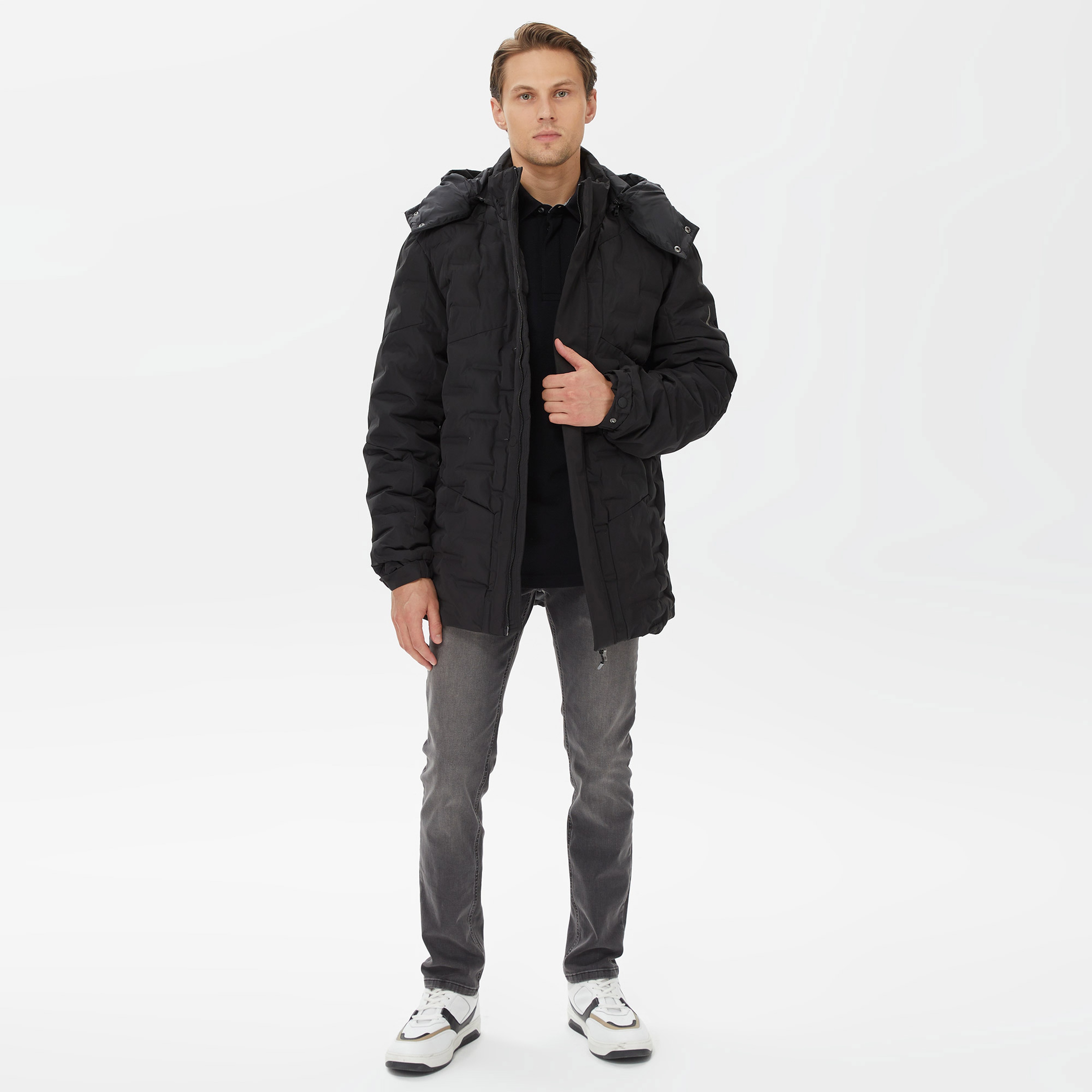 Nautica Erkek Siyah Standart Fit Mont