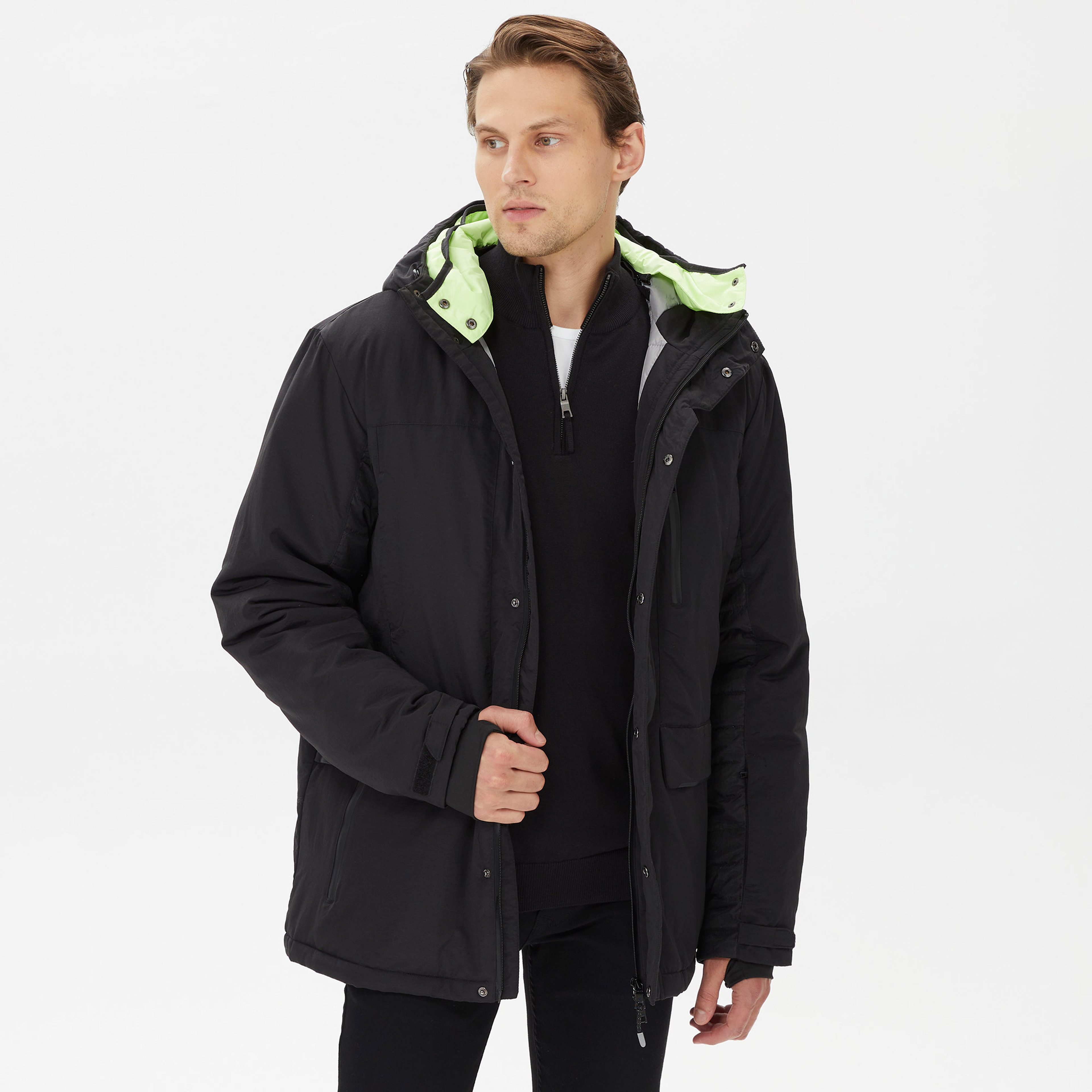 Nautica Erkek Siyah Standart Fit Mont