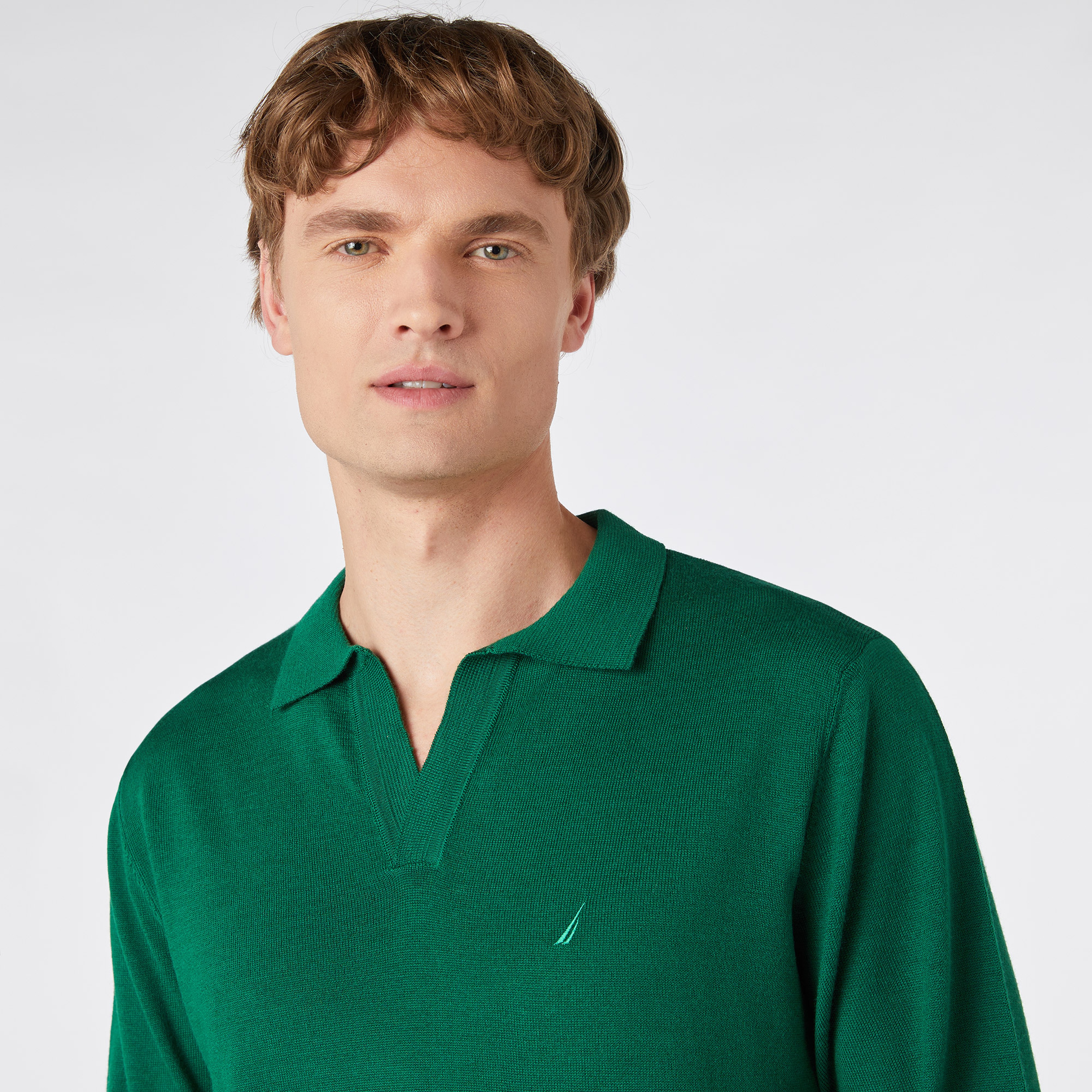 Nautica Erkek Yeşil Standart Fit Polo Yaka Kazak