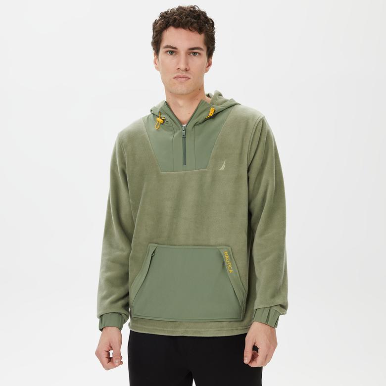 Nautica Erkek Yeşil Standart Fit Kapüşonlu Sweatshirt