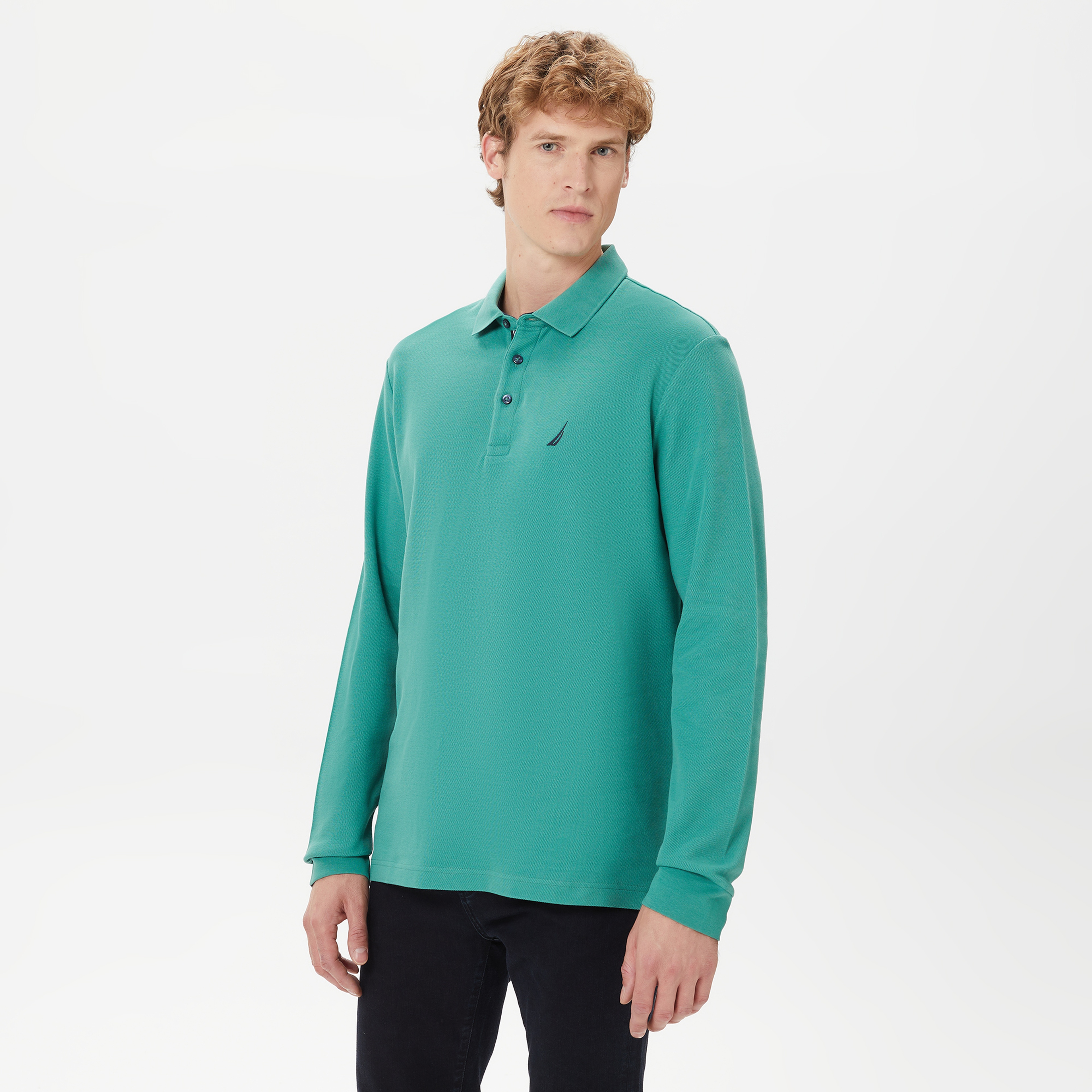 Nautica Erkek Yeşil Classic Fit Uzun Kollu Polo Yaka T-Shirt