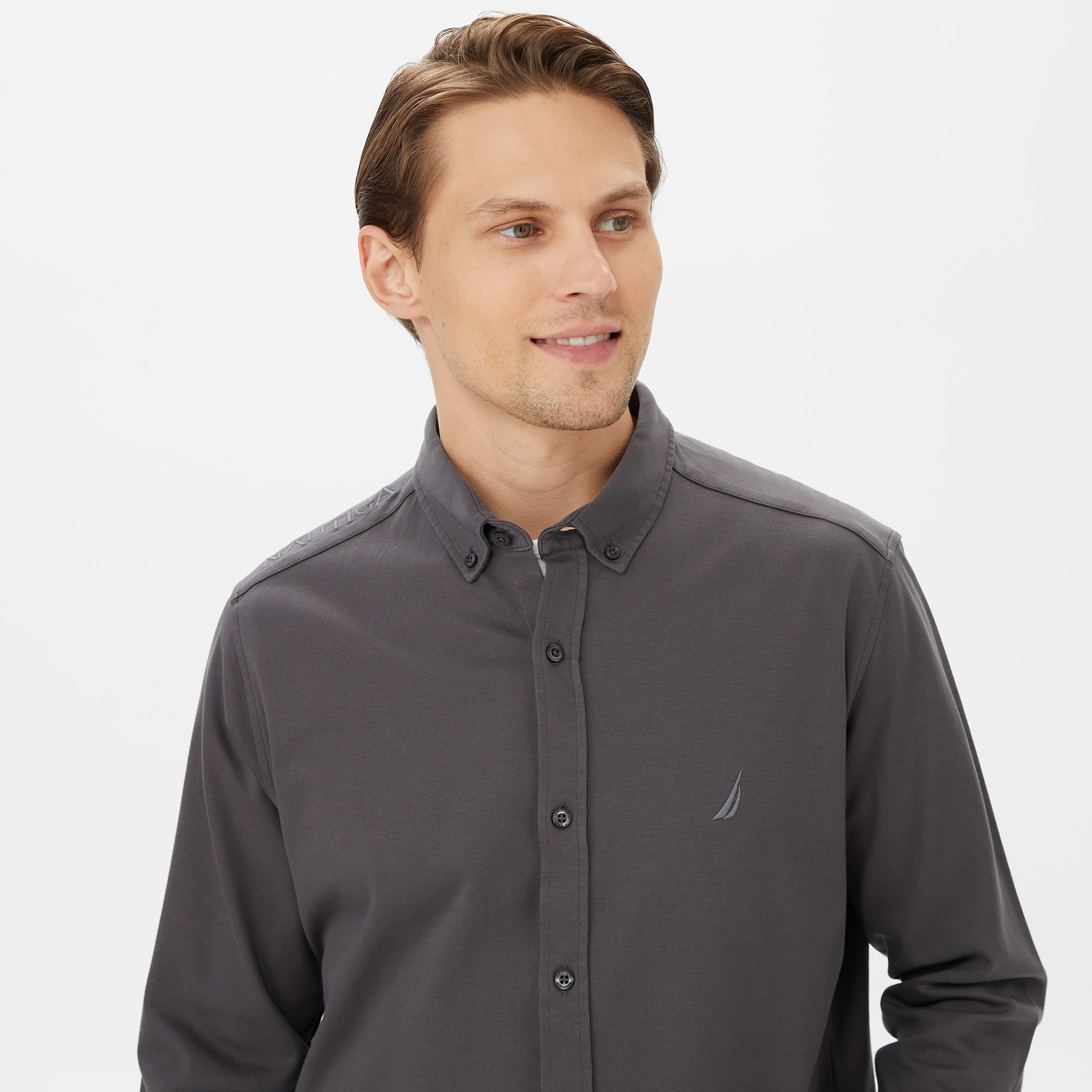 Nautica Erkek Gri Slim Fit Gömlek