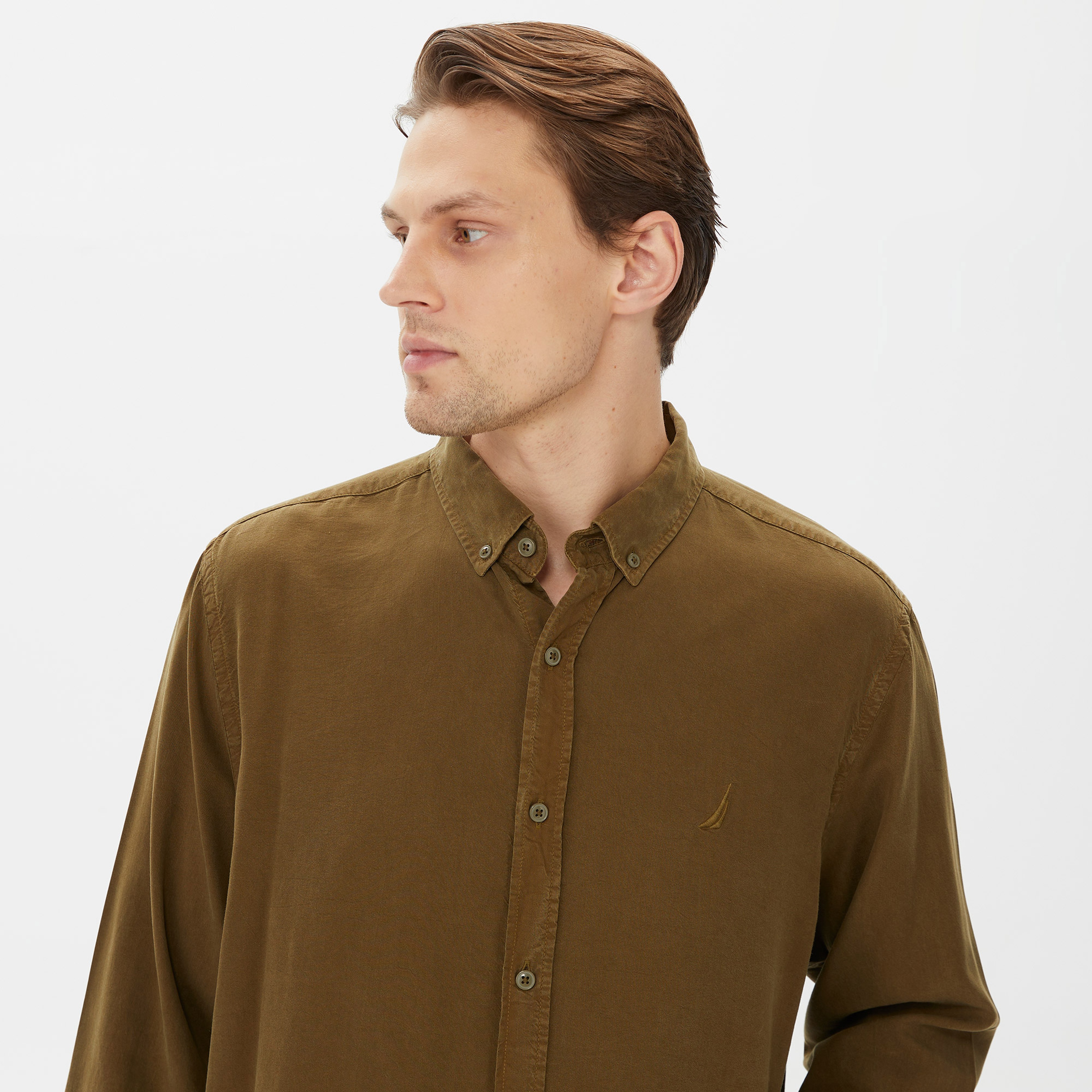 Nautica Erkek Kahverengi Classic Fit Gömlek