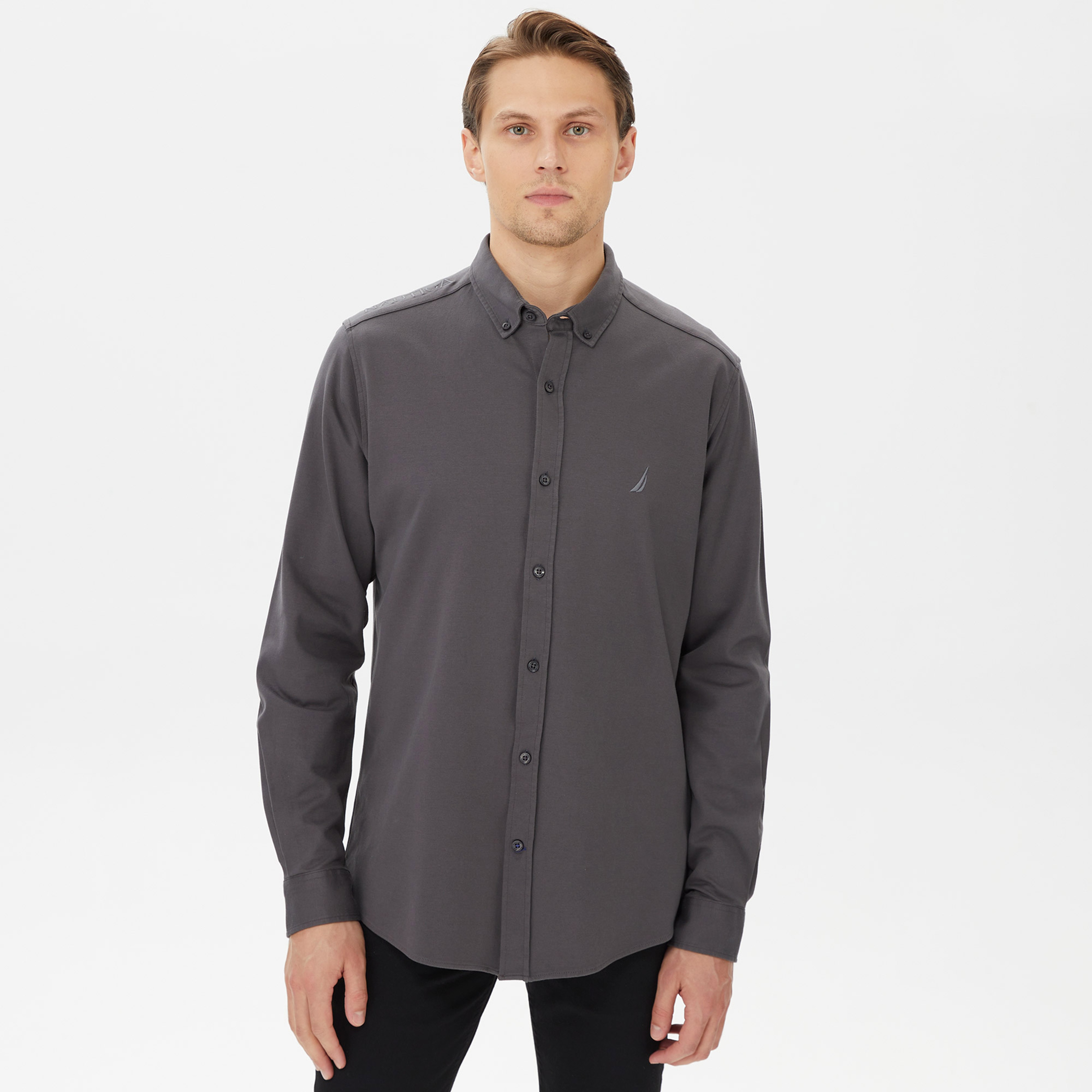 Nautica Erkek Gri Slim Fit Gömlek