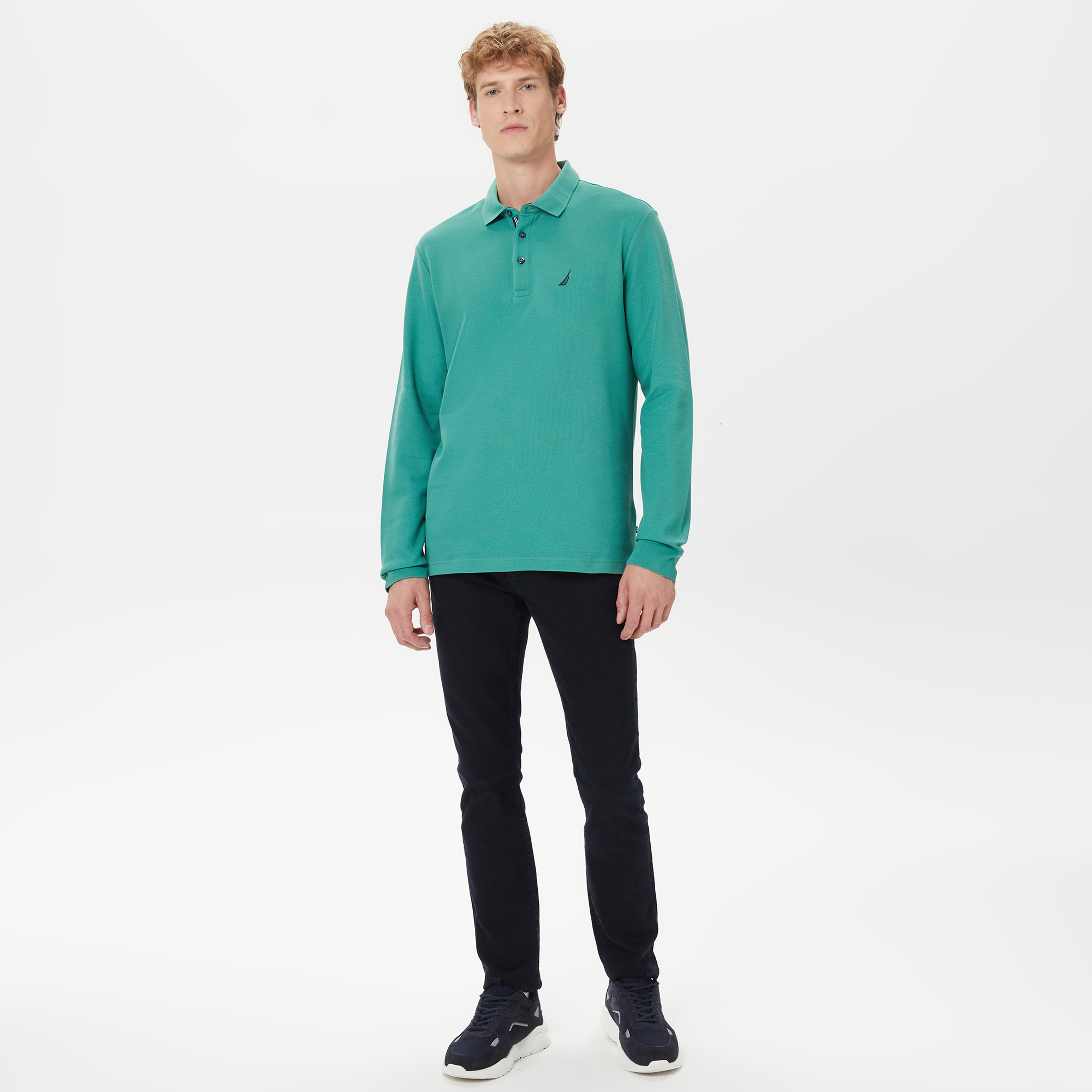 Nautica Erkek Yeşil Classic Fit Uzun Kollu Polo Yaka T-Shirt