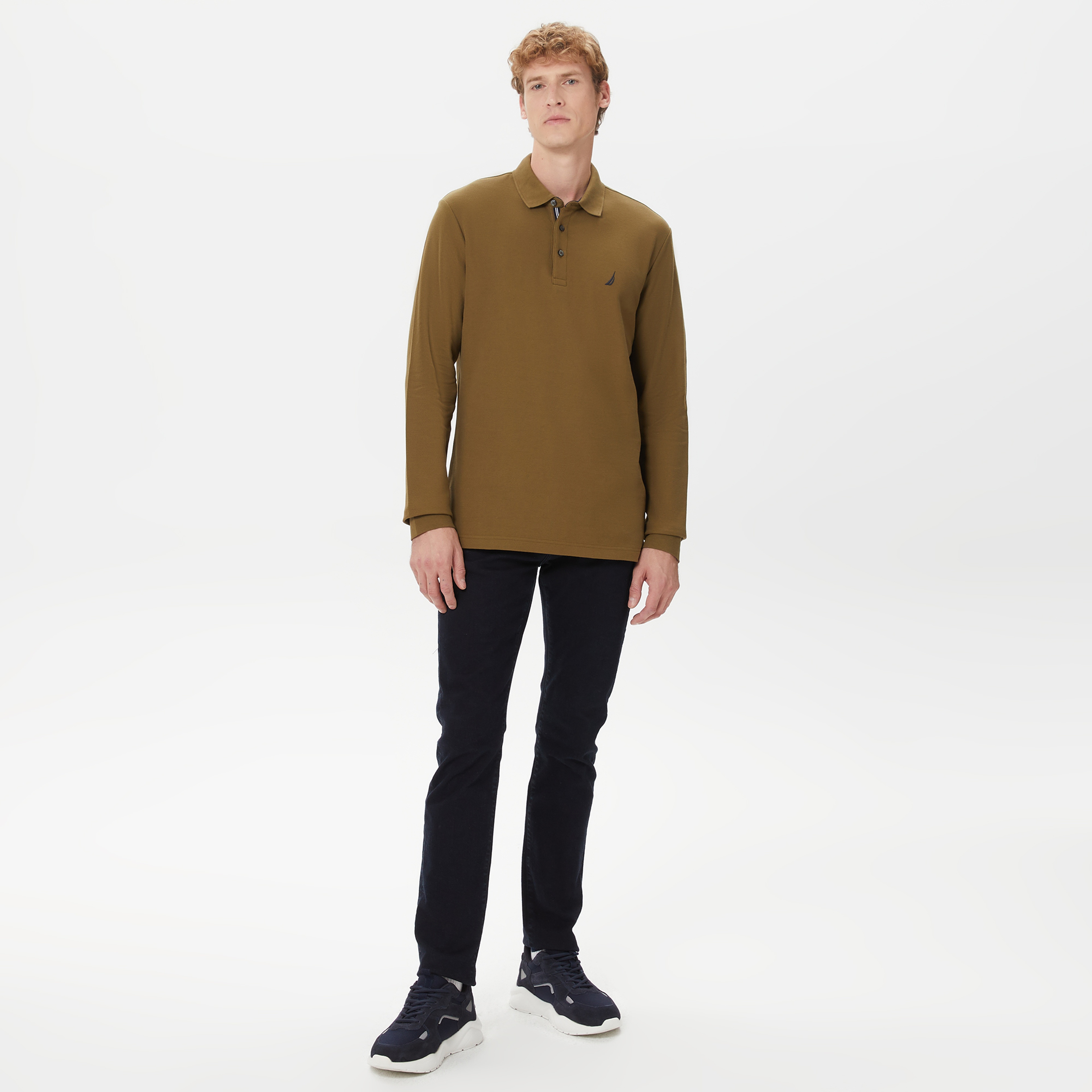 Nautica Erkek Yeşil Classic Fit Uzun Kollu Polo Yaka T-Shirt