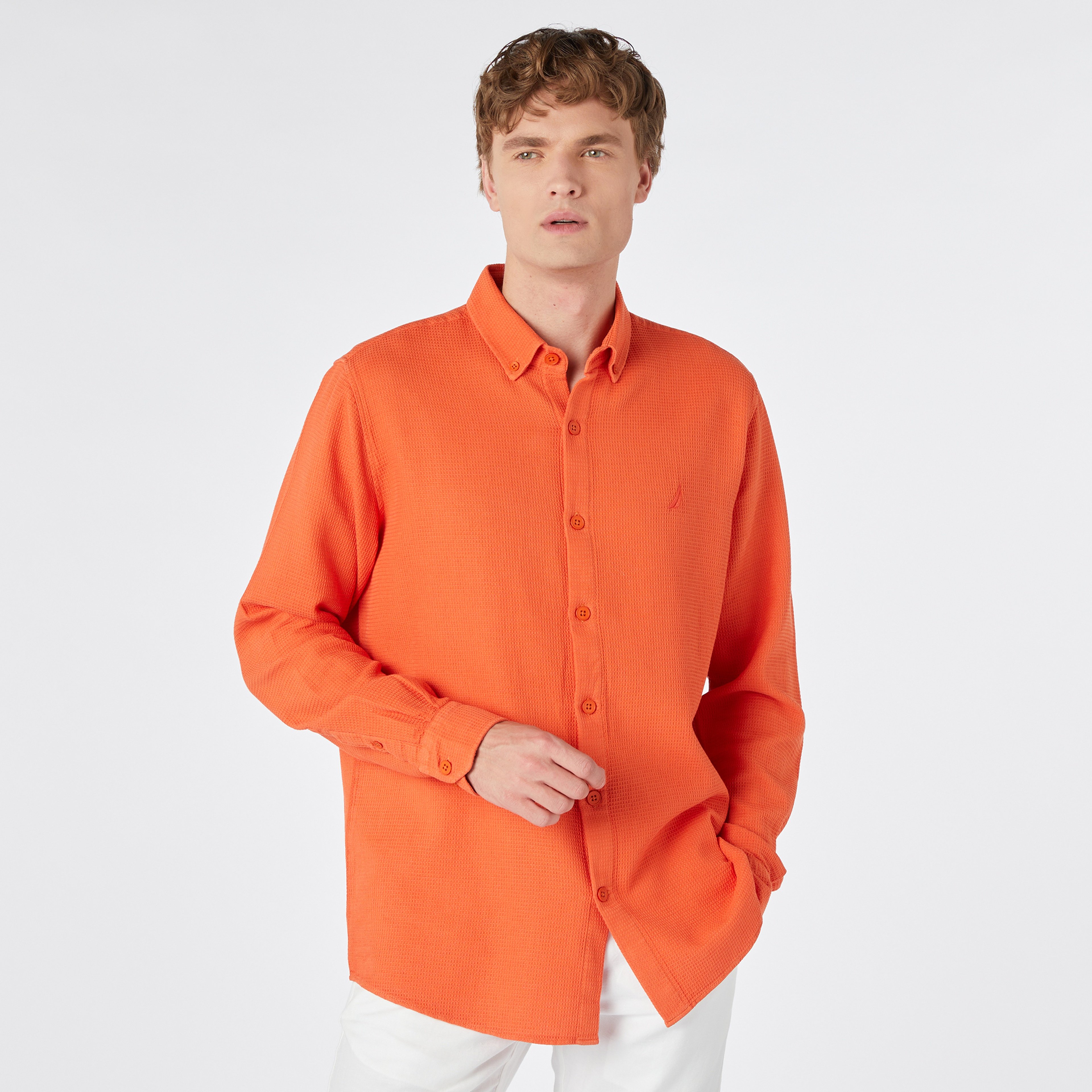 Nautica Erkek Turuncu Classic Fit Gömlek